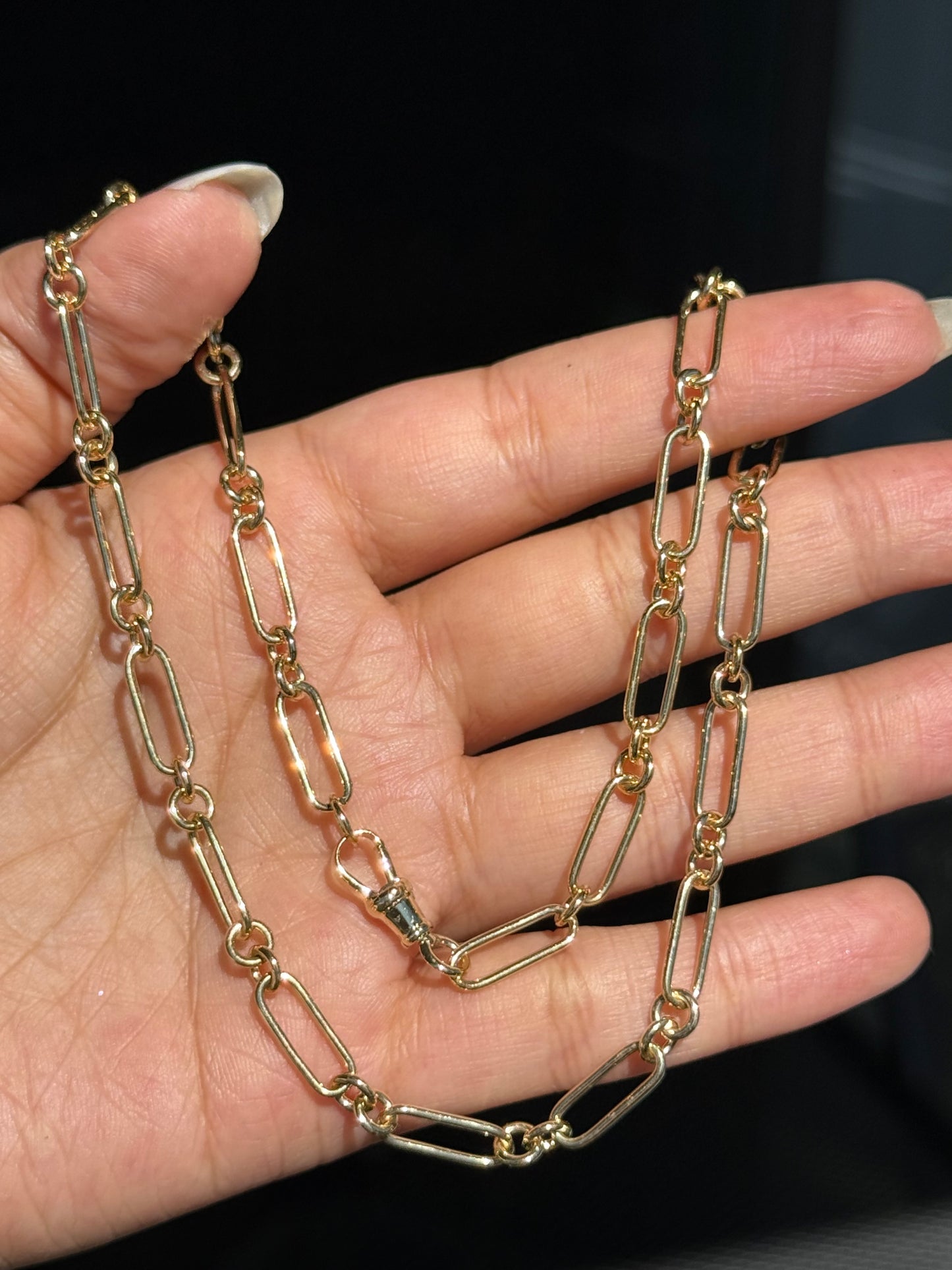 Vintage 14k yellow gold Trombone Watch chain