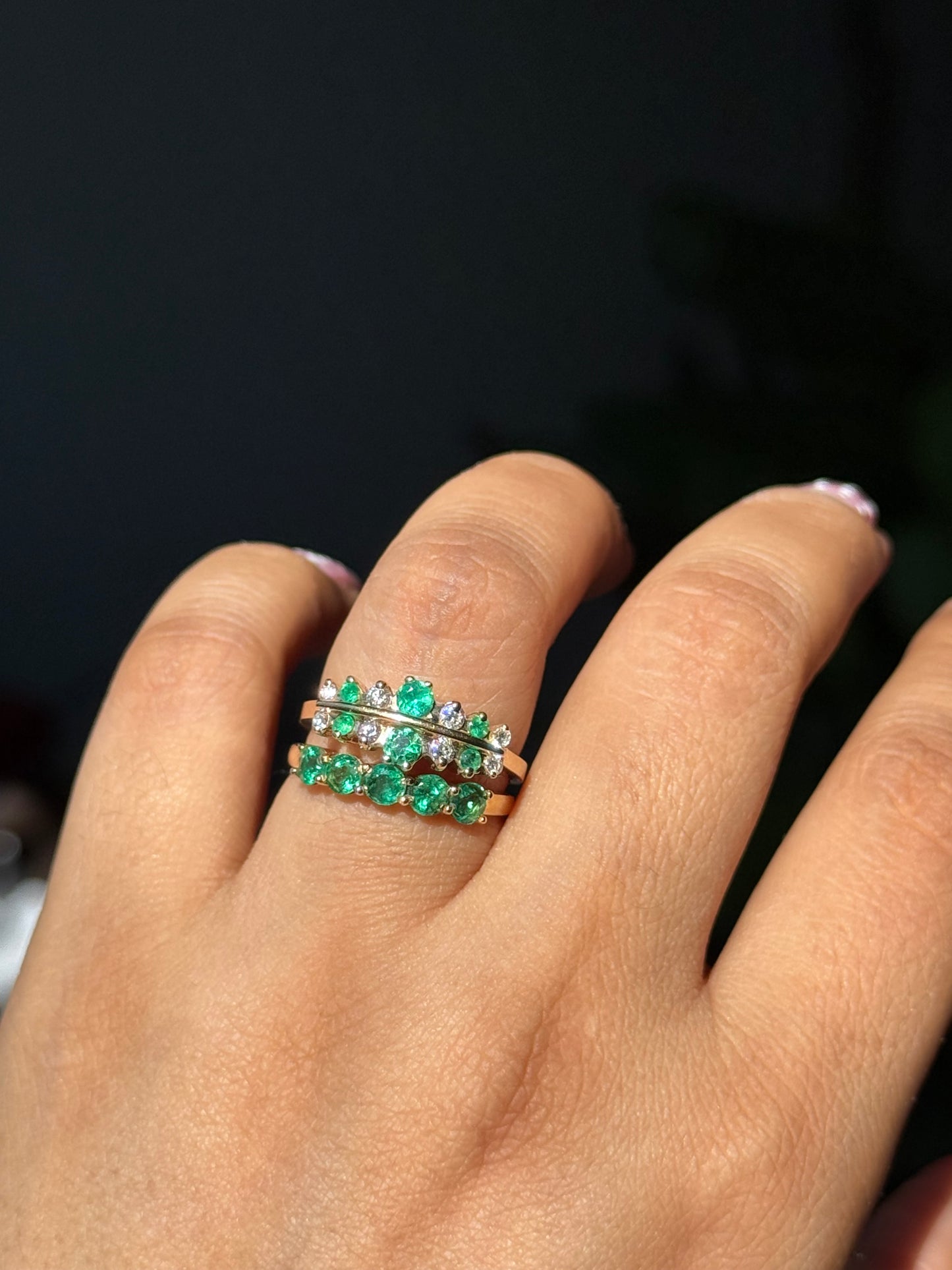 14k emeralds and diamonds Ring