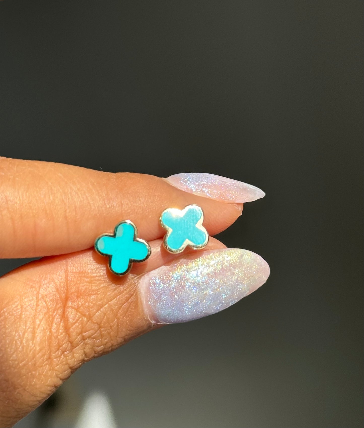 14k yellow gold enamel clover earrings