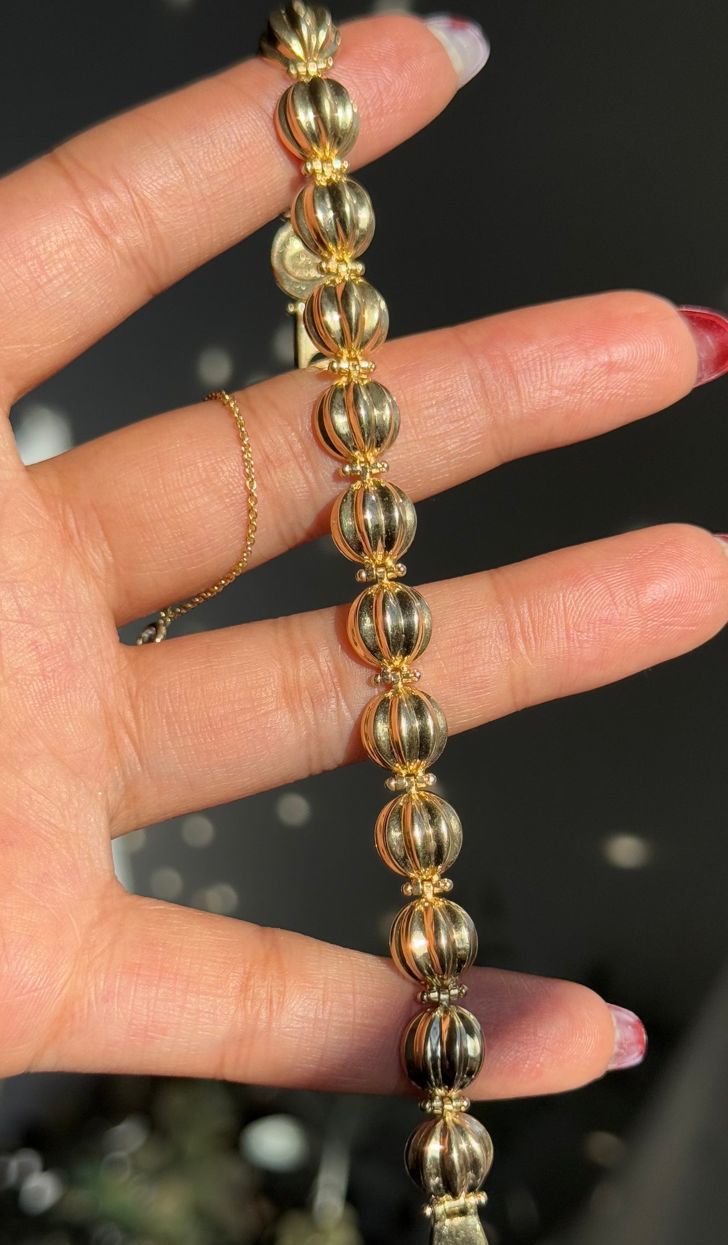 Vintage 14k Ribbed circular link bracelet