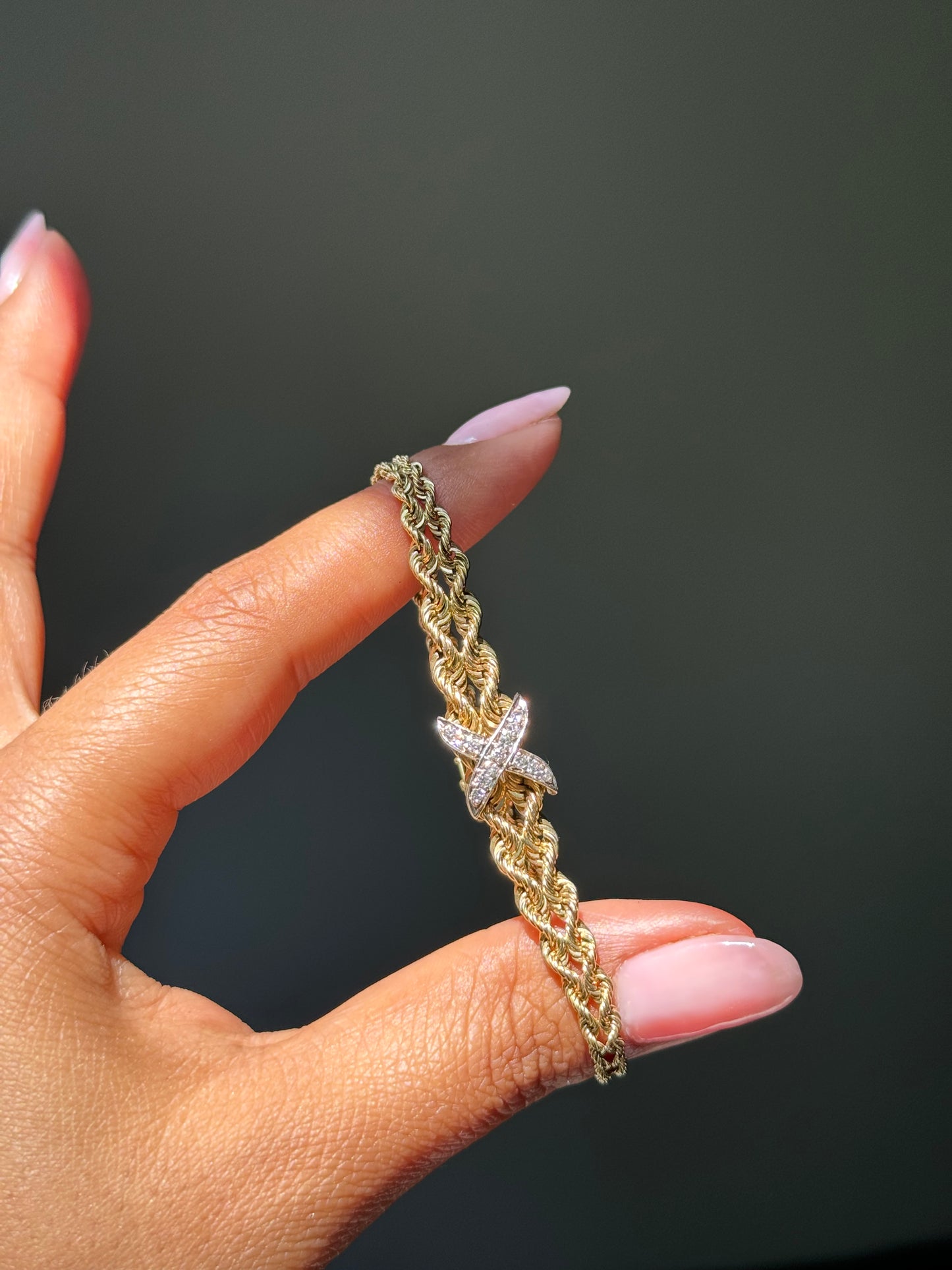 14k graduated double rope bracelet
