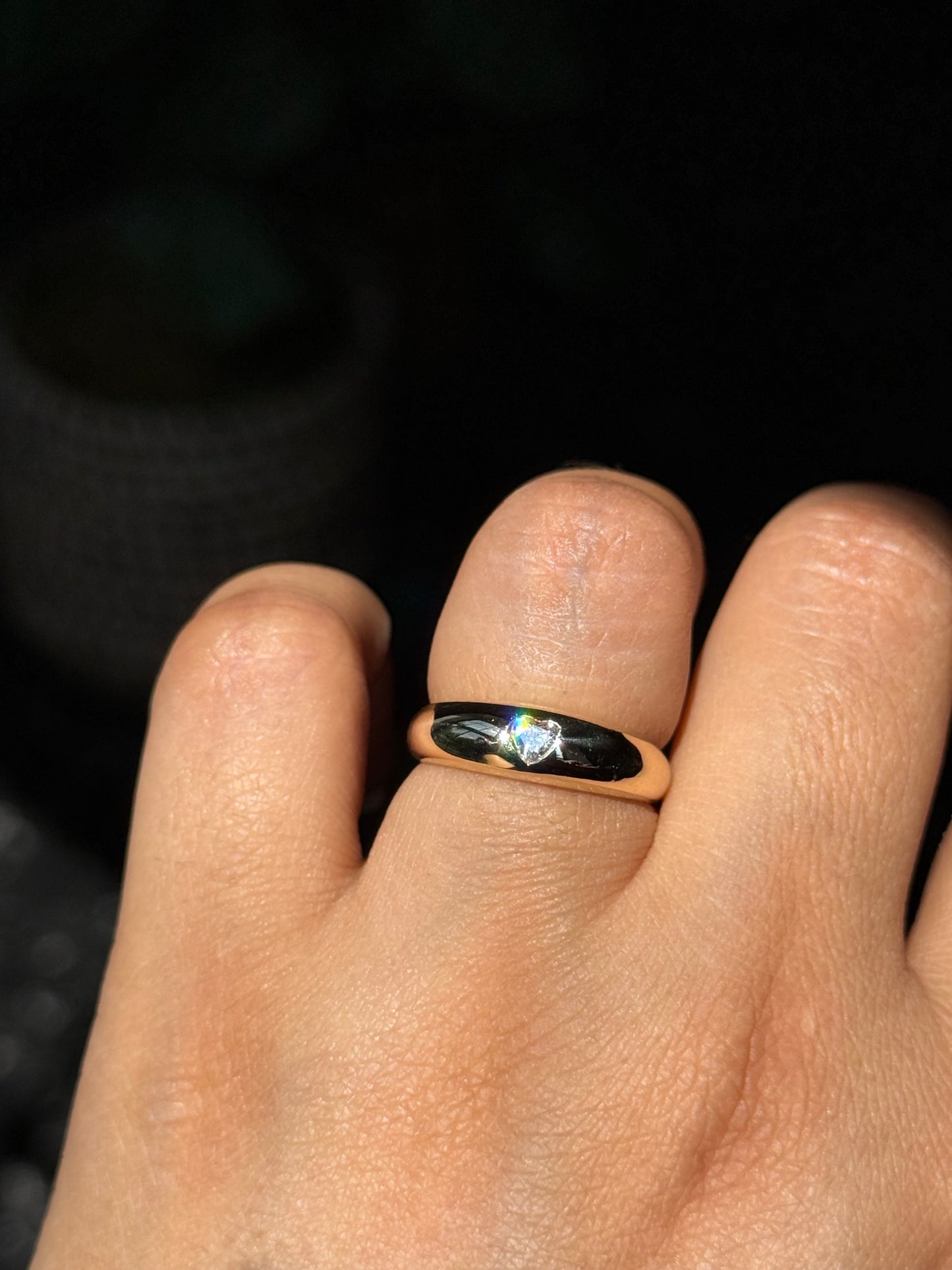 14k Dome flush set diamond heart ring