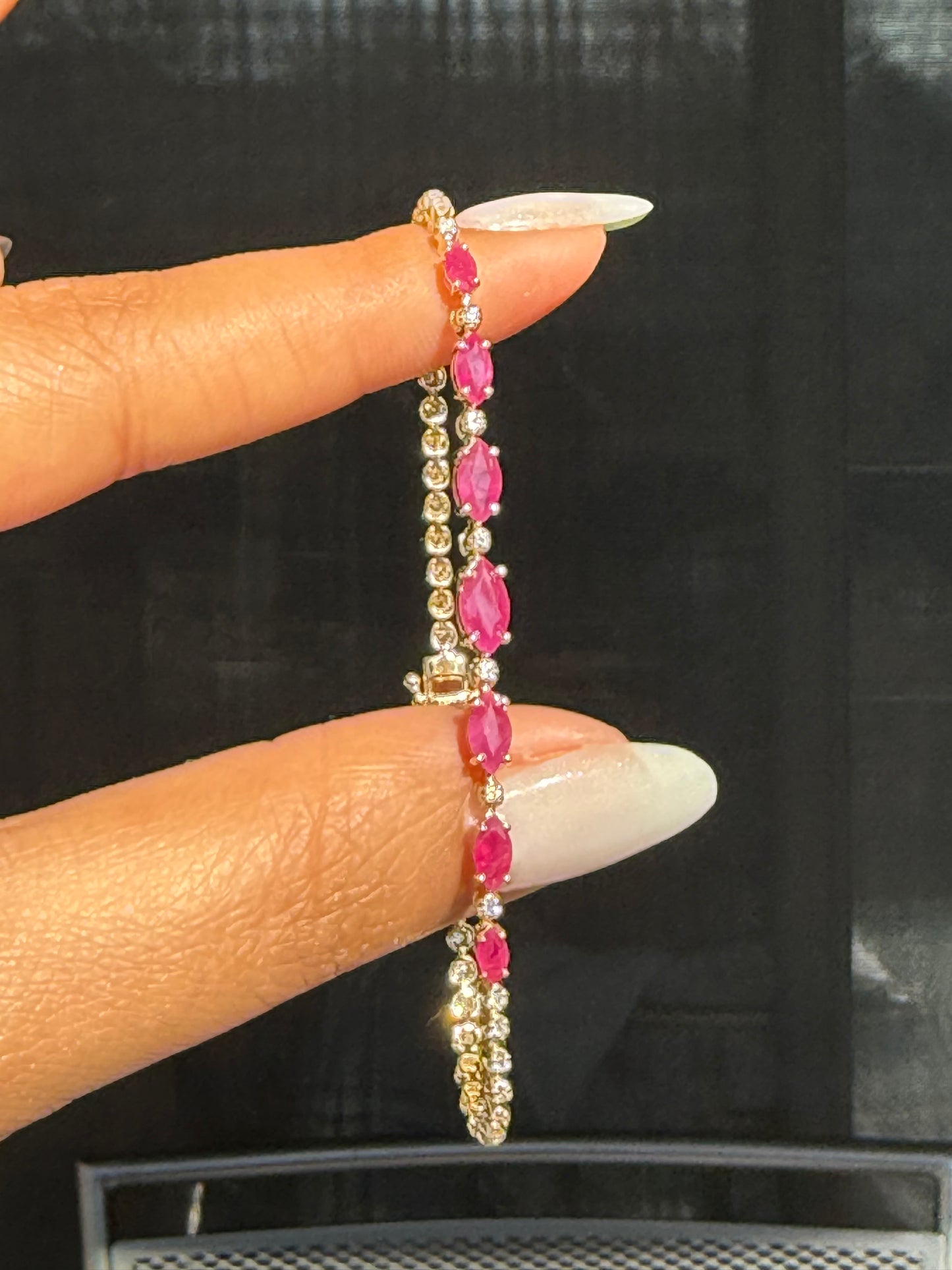14k Rubies & diamonds tennis bracelet