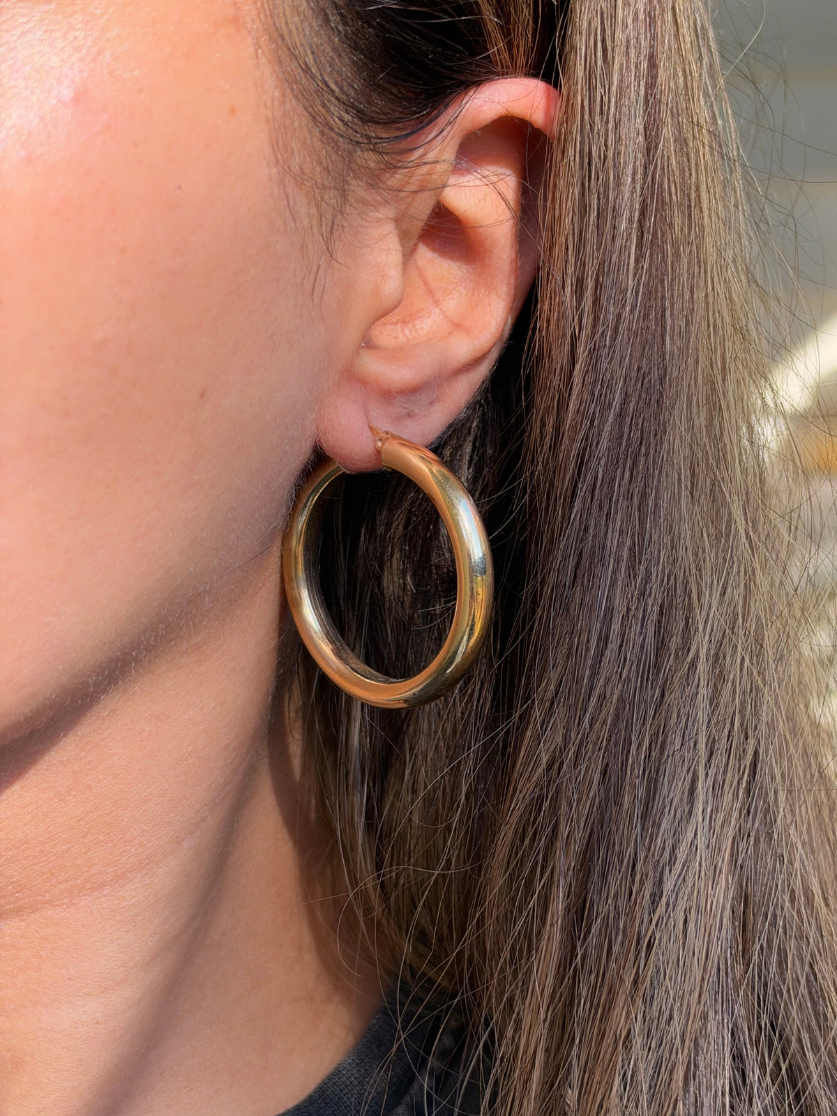 14k large tube hoop earrings