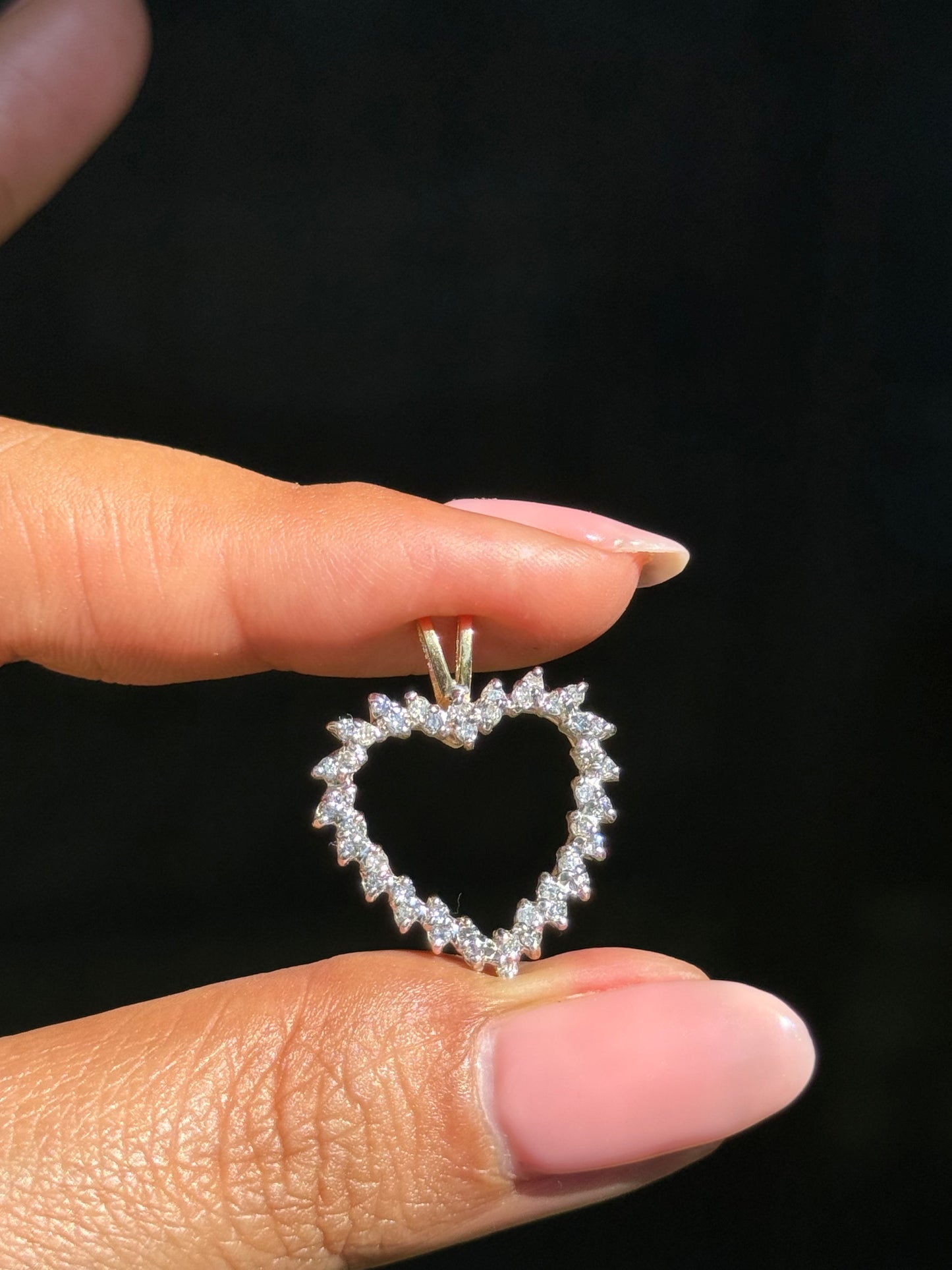 14k diamond heart charm