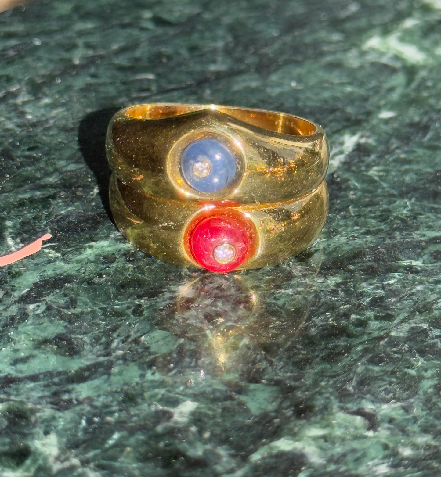 18k cabochon sapphire and diamond ring