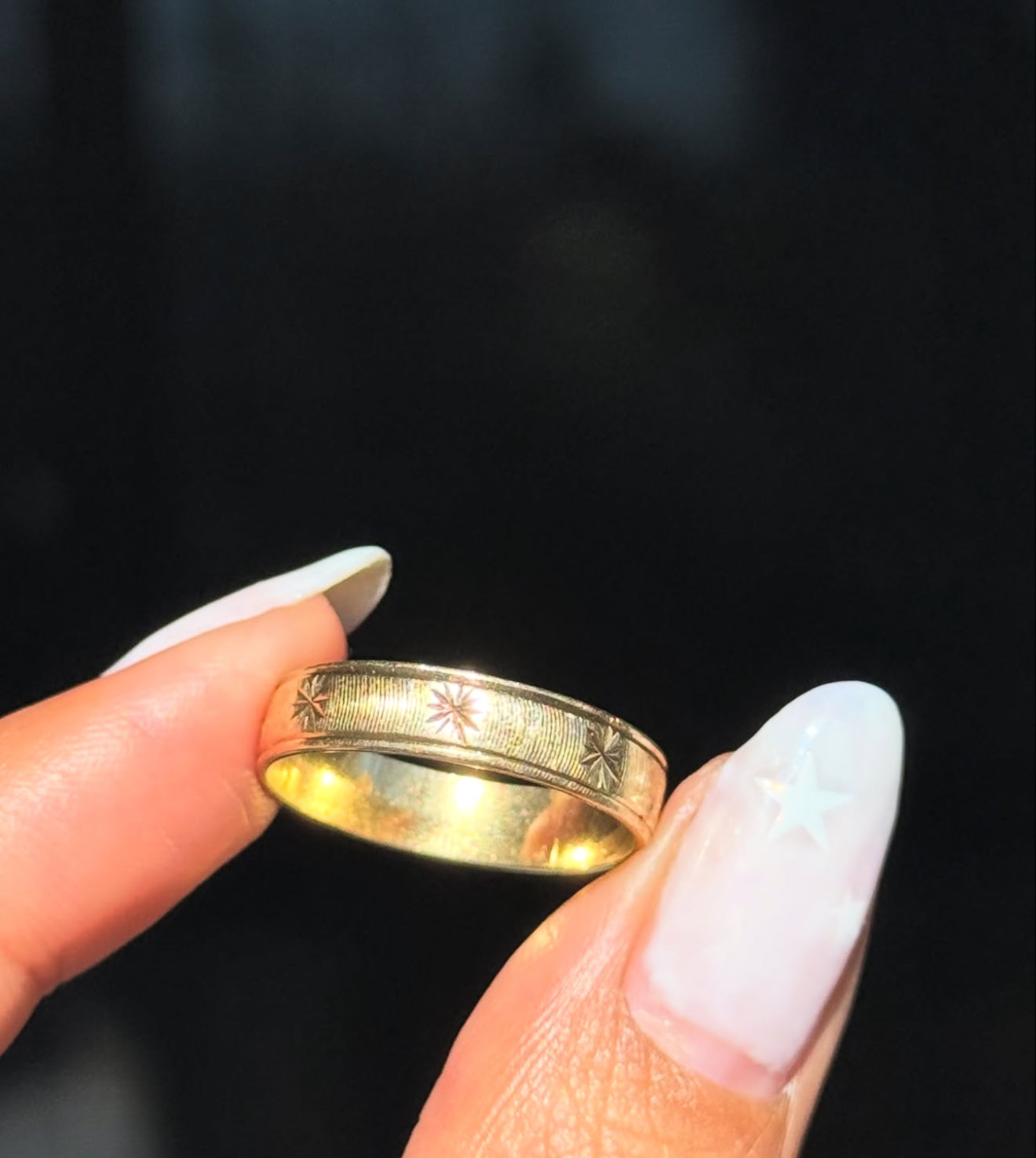 Vintage 14k yellow gold Starburst eternity band ,