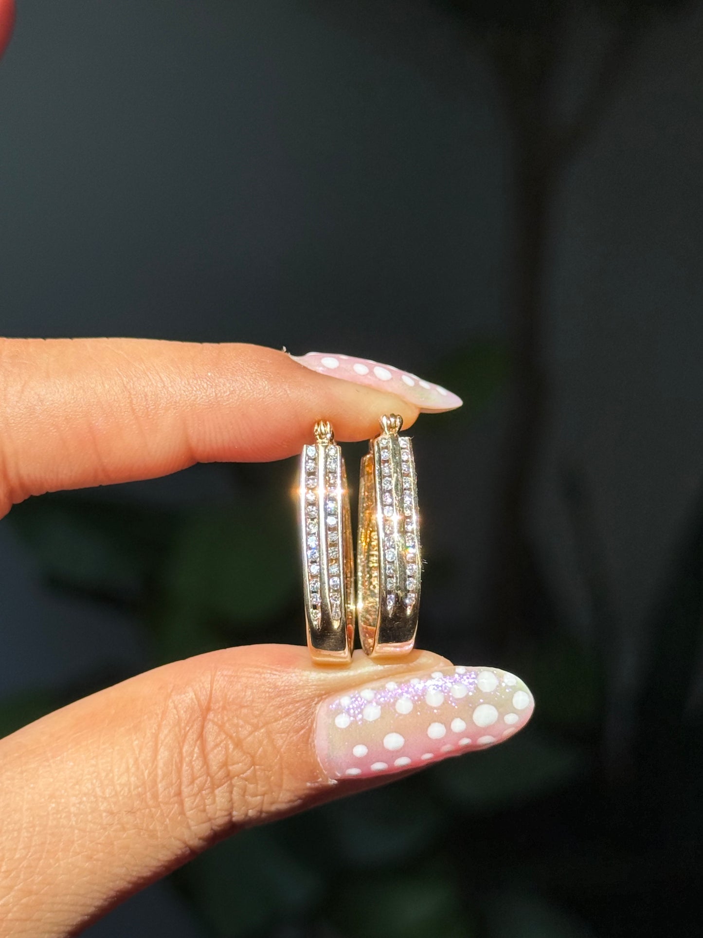 14k oval diamond hoop earrings,