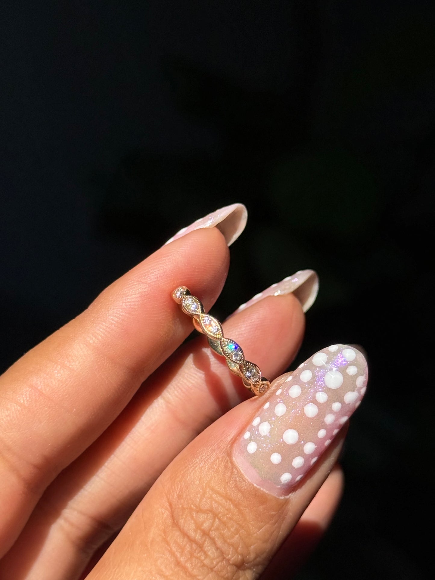 14k diamond scalloped eternity band,