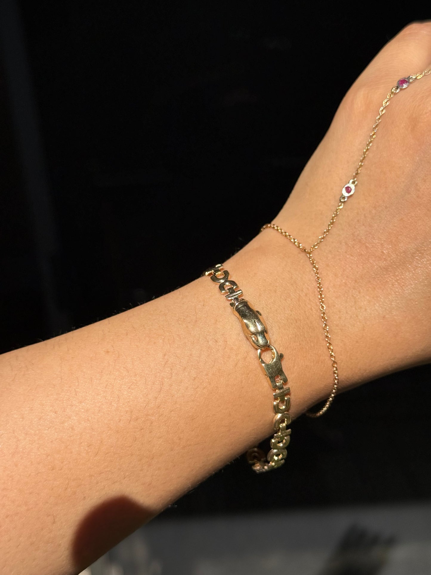 14k vintage panther U link bracelet