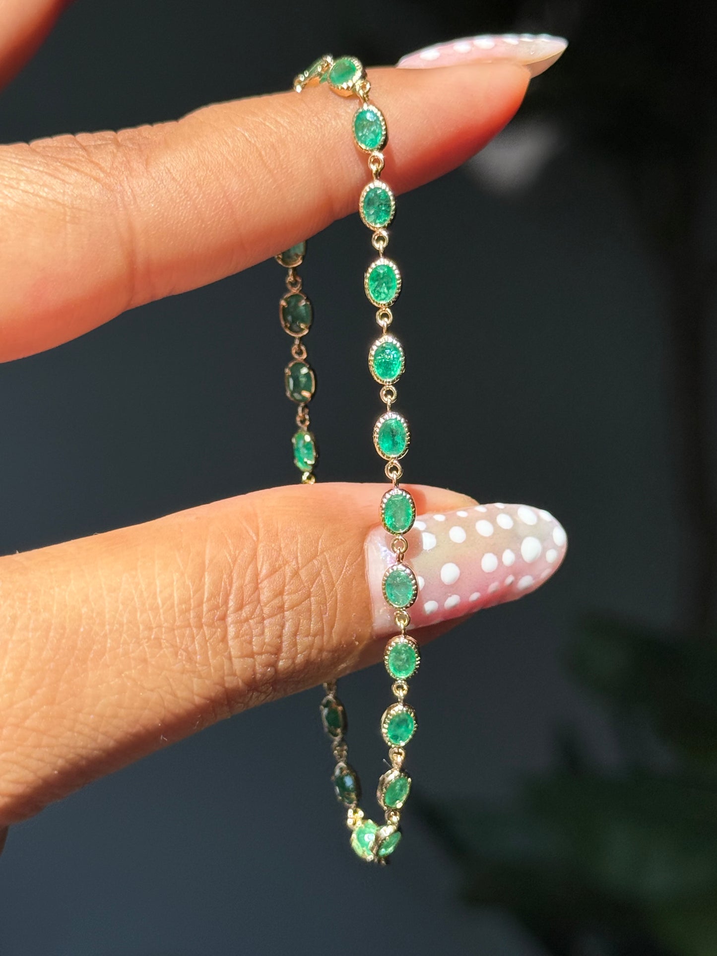 18k yellow gold emerald bracelet