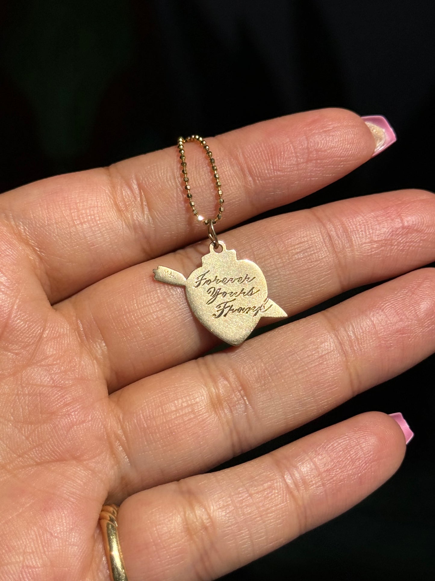 Vintage 14k red enamel Arrowed Heart charm