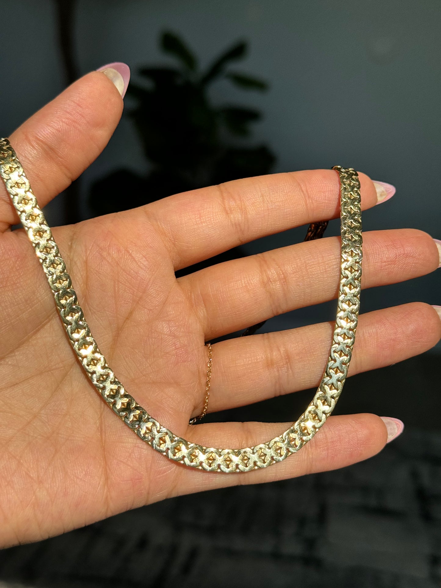 14k Solid double flat biker chain