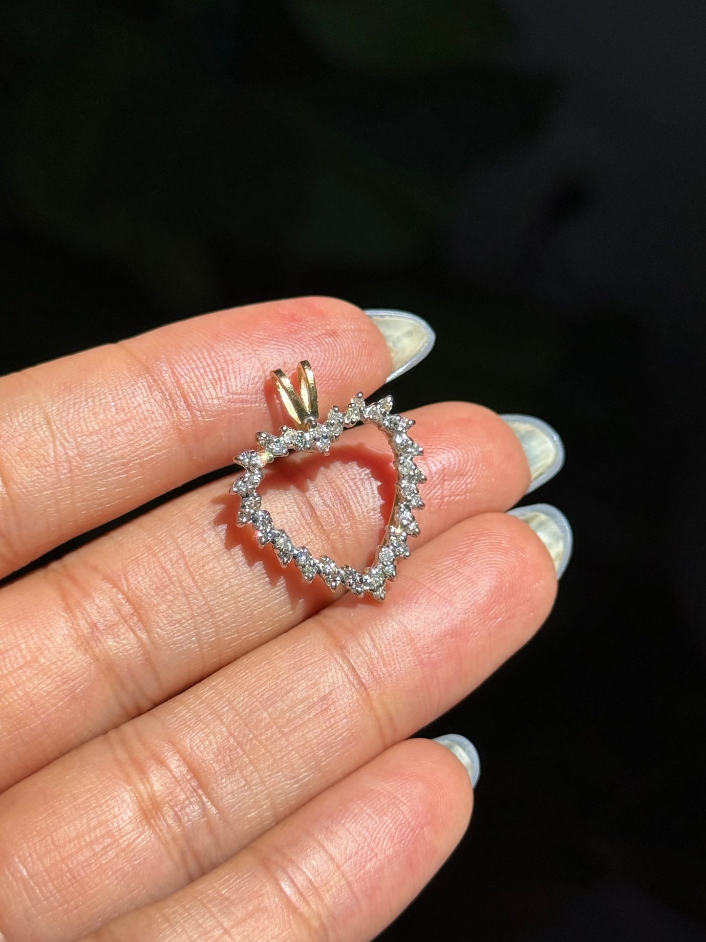 14k diamond heart charm