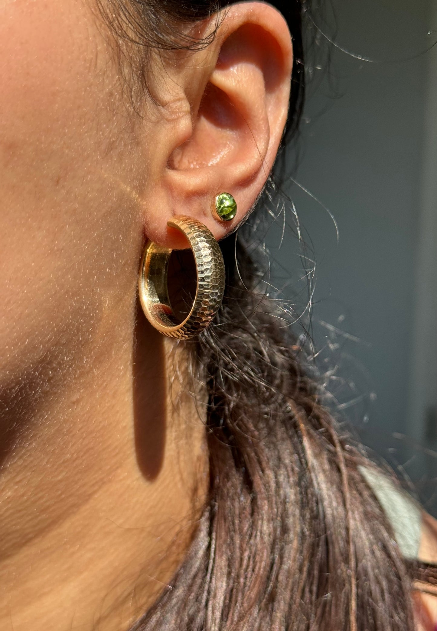 14k super sparkly faceted hoop earrings