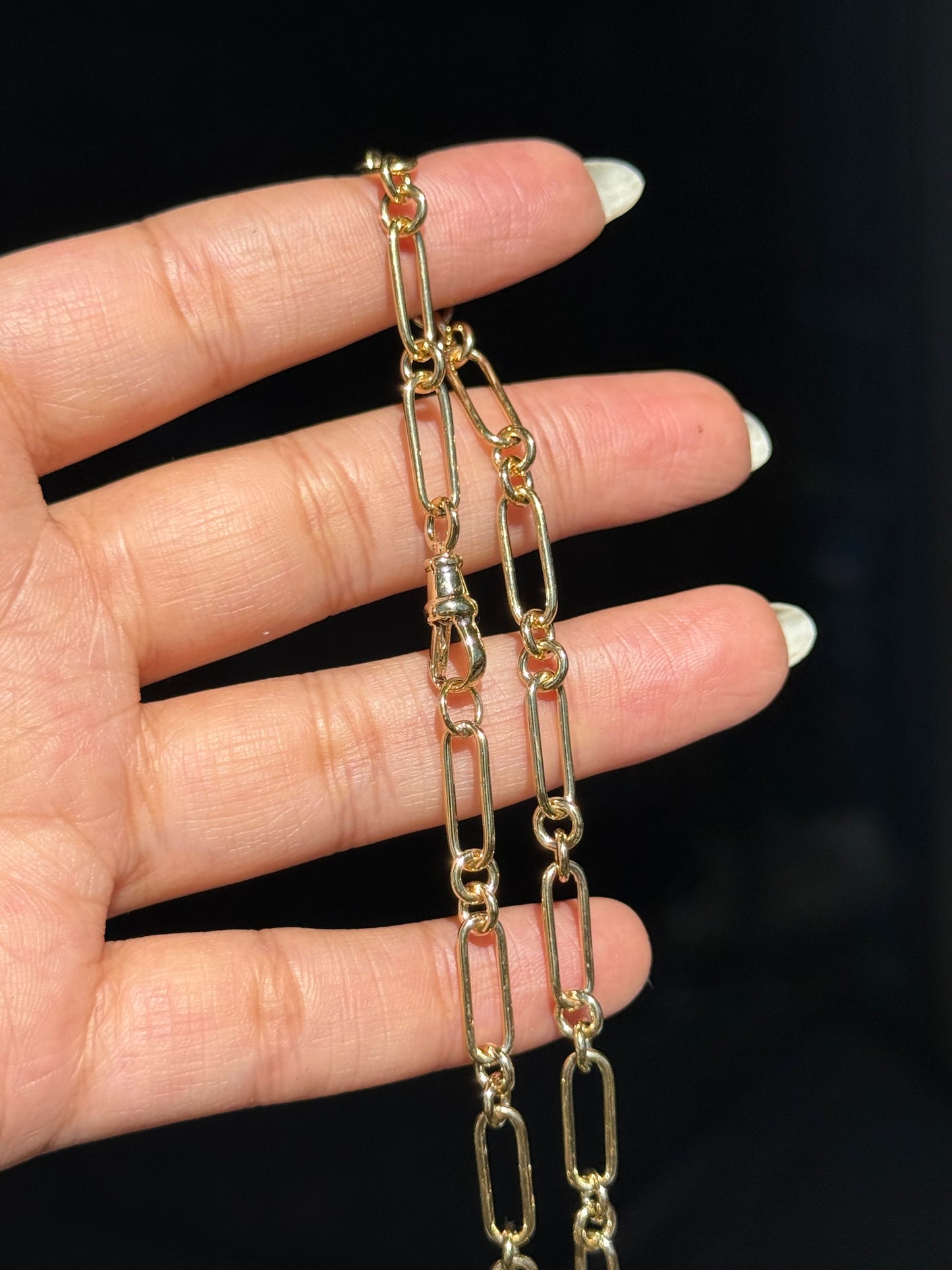 Vintage 14k yellow gold Trombone Watch chain