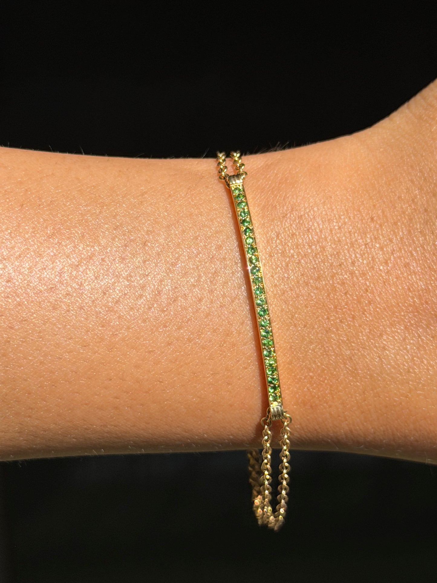 18k italian Tsavorite bar link bracelet