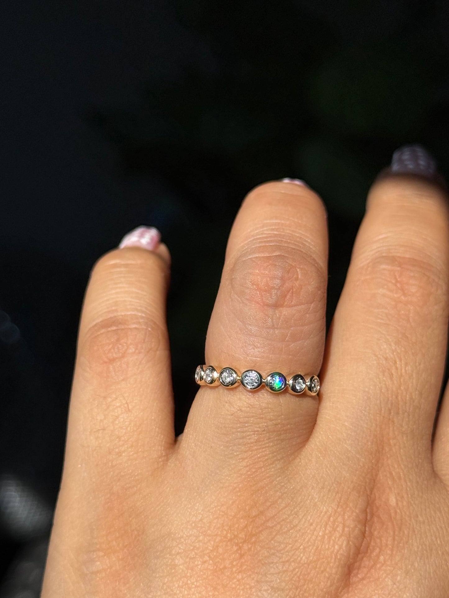 14k bubble bezel diamond band