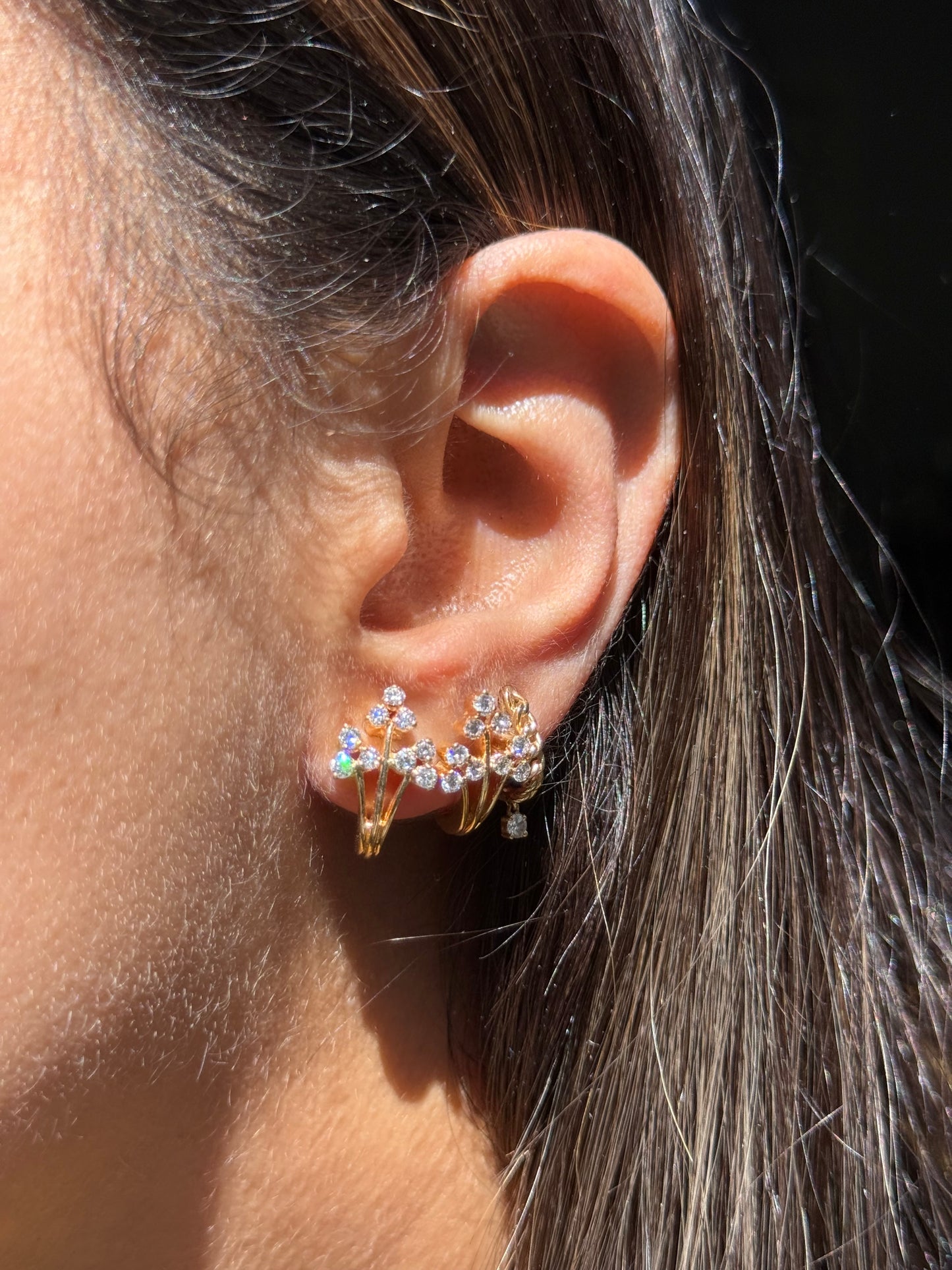 18k diamond J earrings