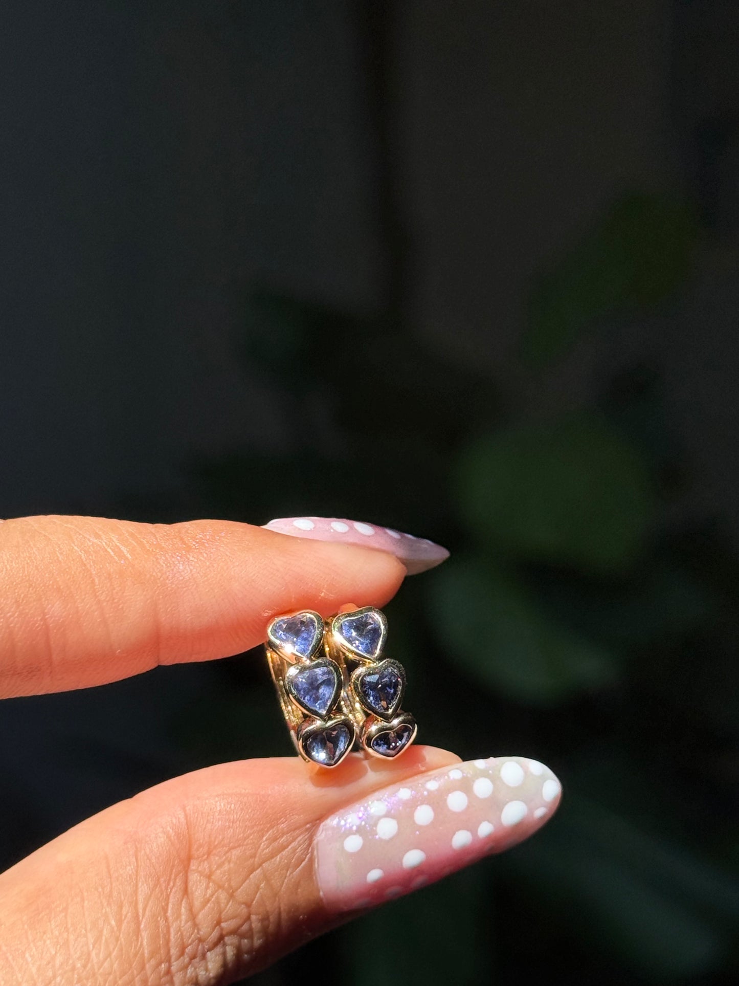 14k iolite heart Huggies