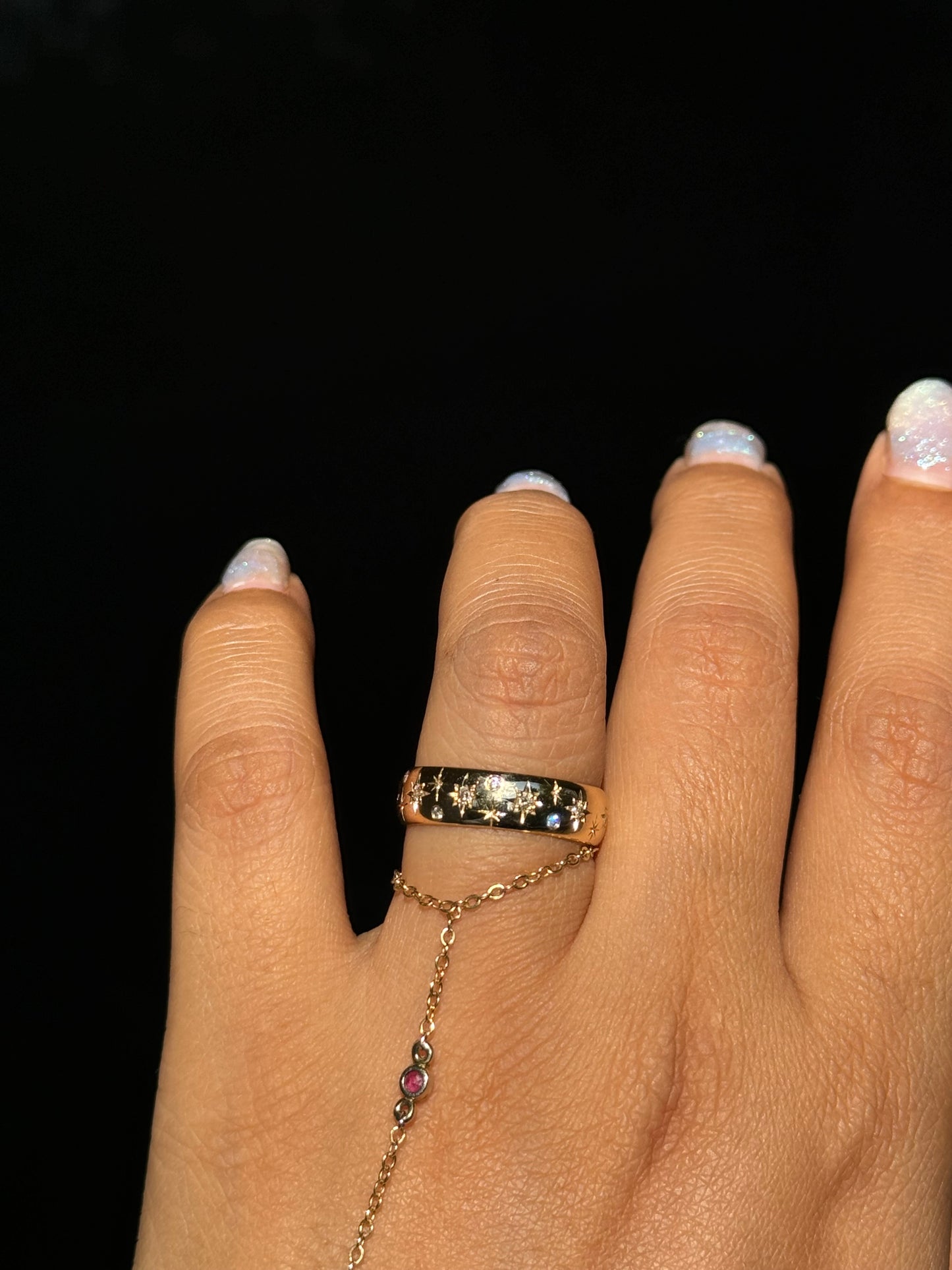 14k yellow gold hand engraving Galaxy star band