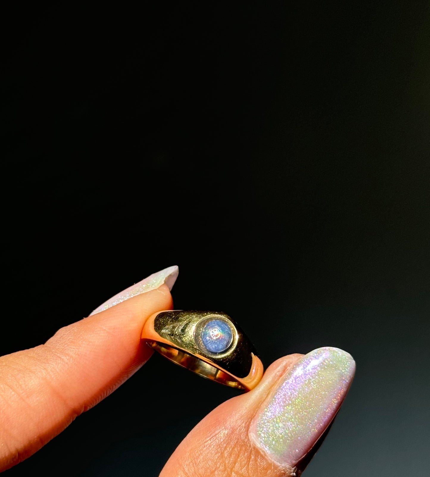 18k cabochon sapphire and diamond ring