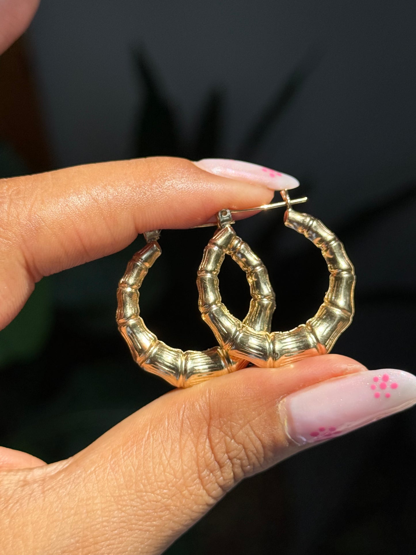 14k Bamboo Hoop earrings
