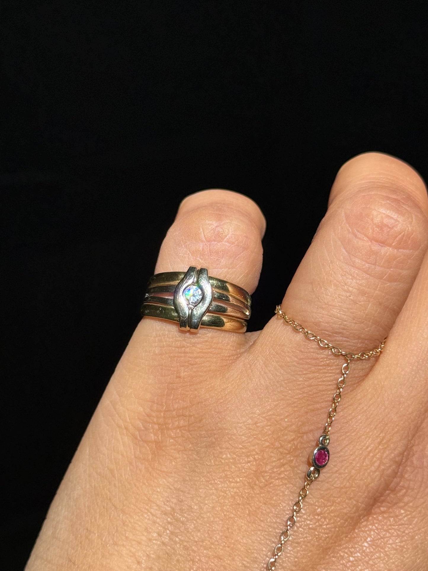 18k 0.15ct Diamond white and yellow gold Ring