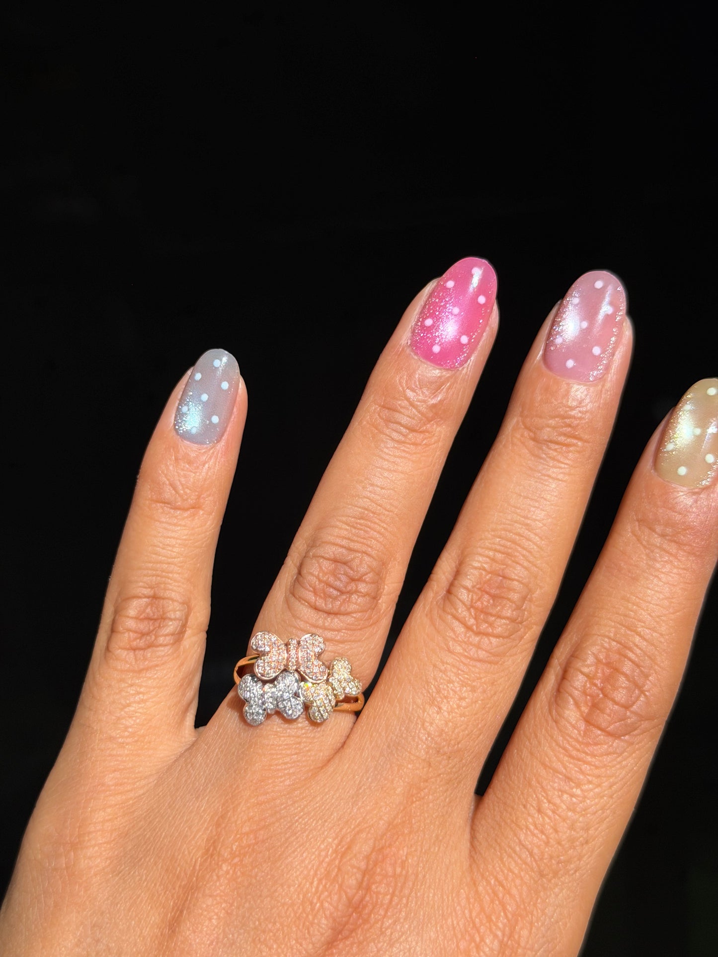 14k three butterflies ring