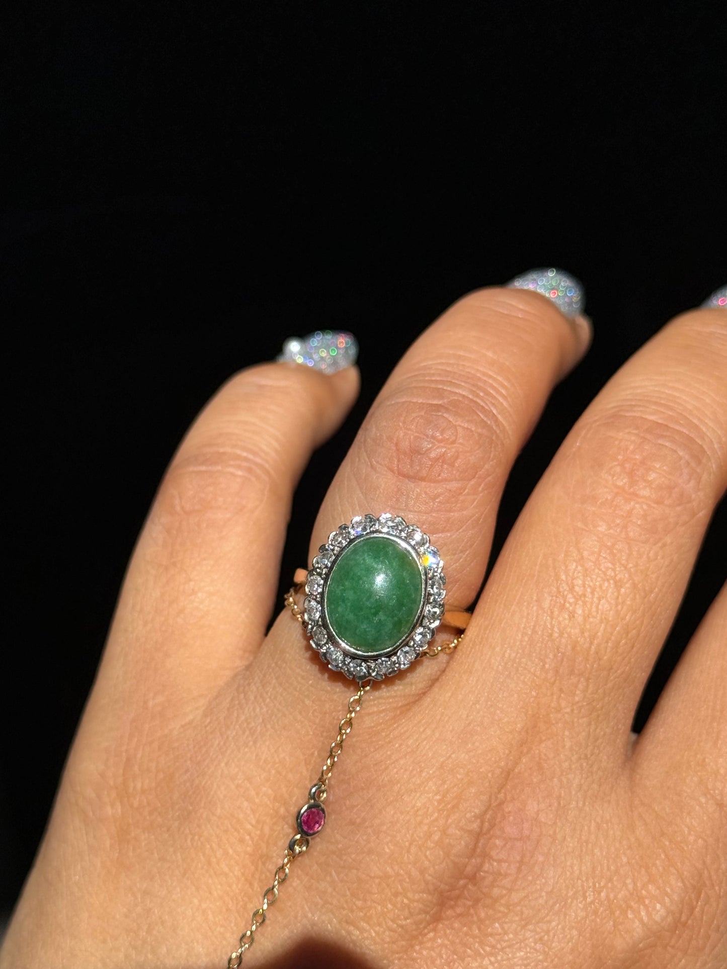 14k Mid-century Jadeite Jade solitaire ring