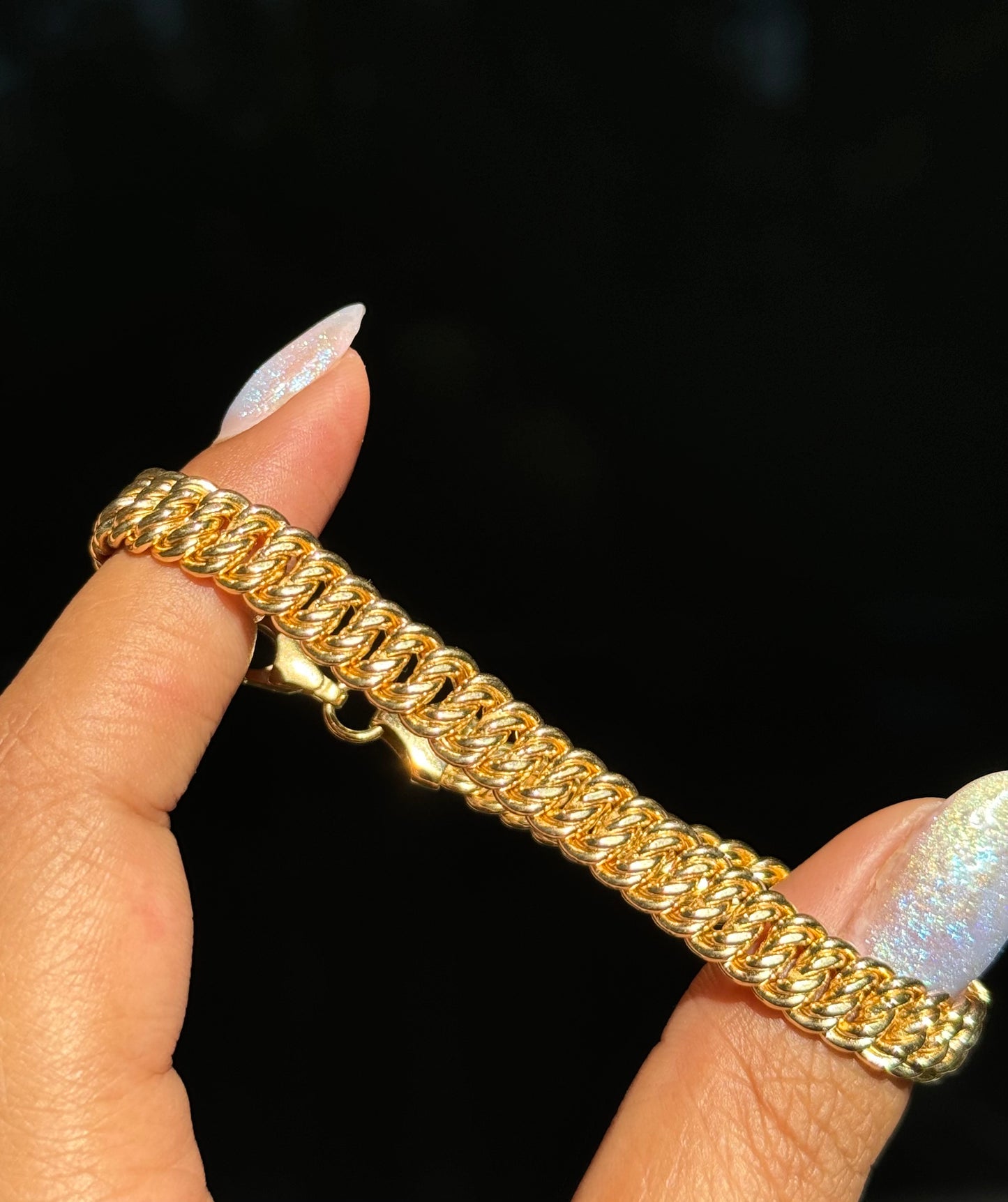 18k Italian Wavy Curb Bracelet By Milor