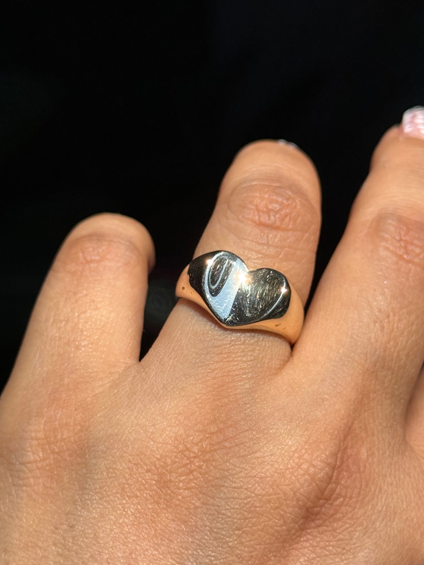 14k Heart Signet Ring