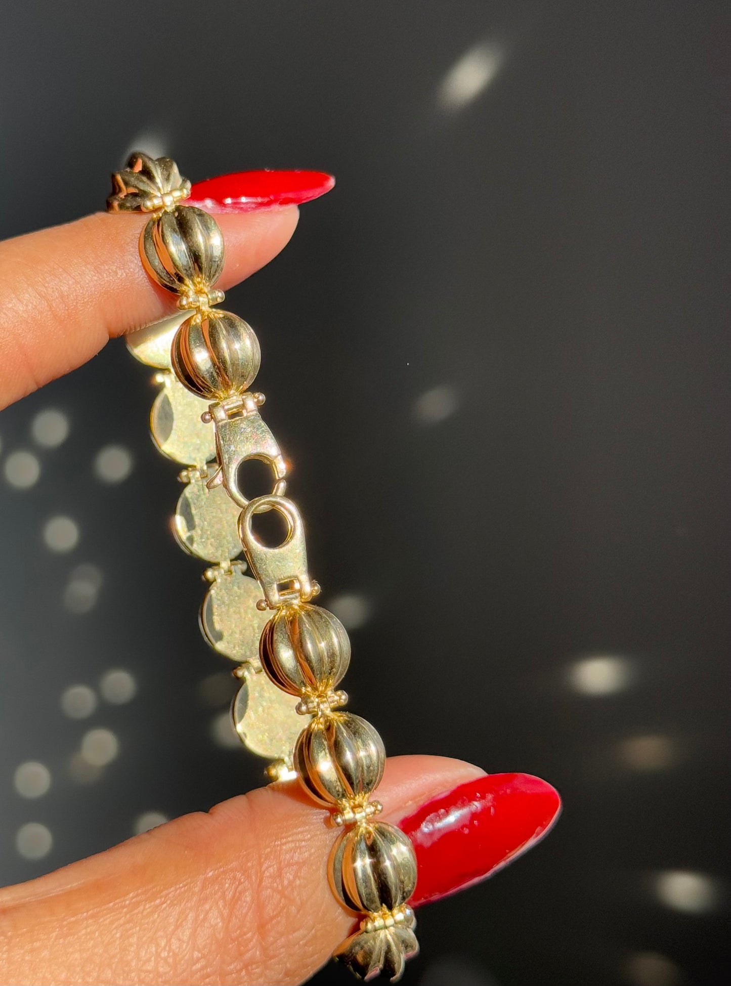 Vintage 14k Ribbed circular link bracelet