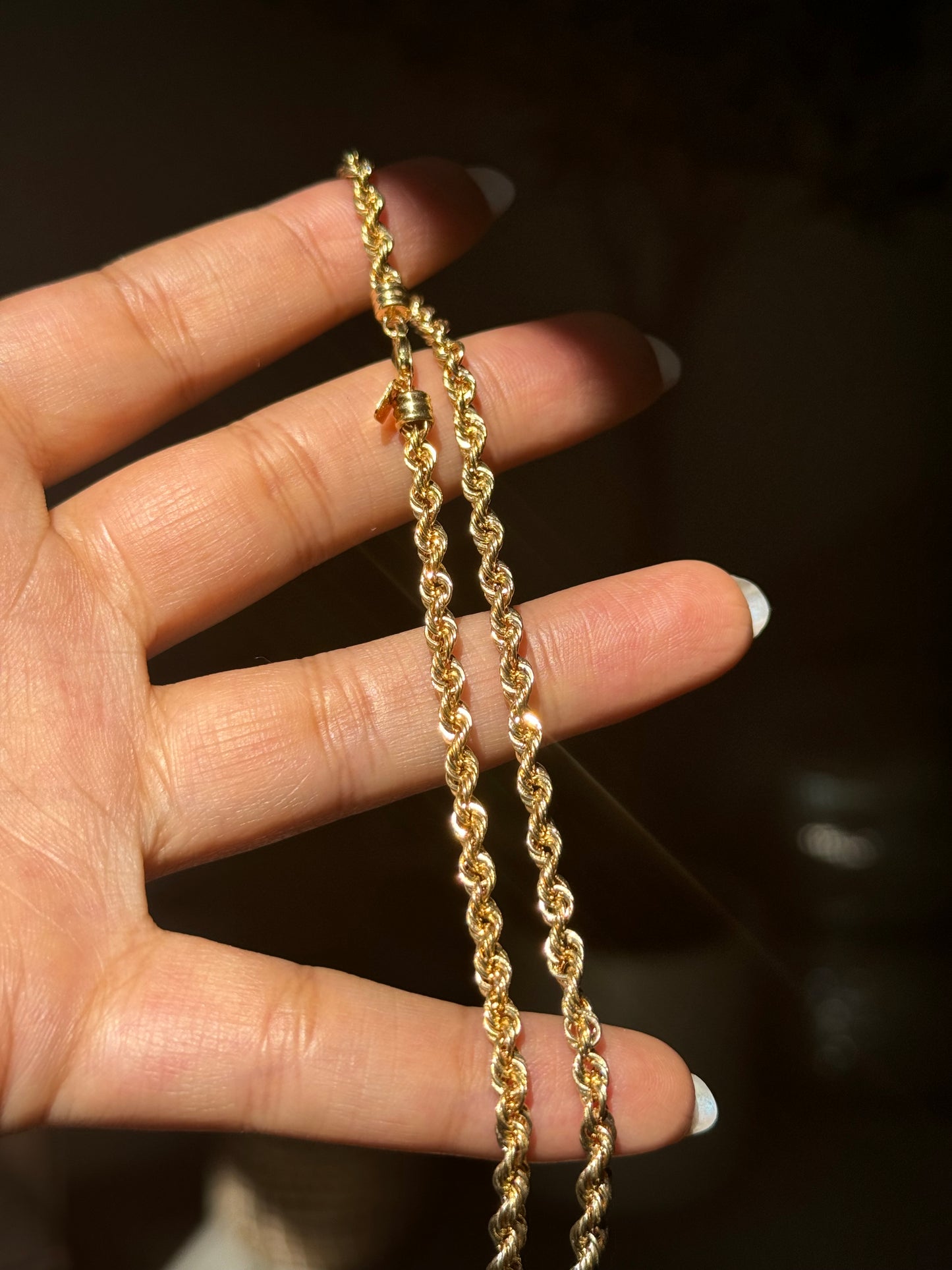 18k Classic Diamond cut Rope chain