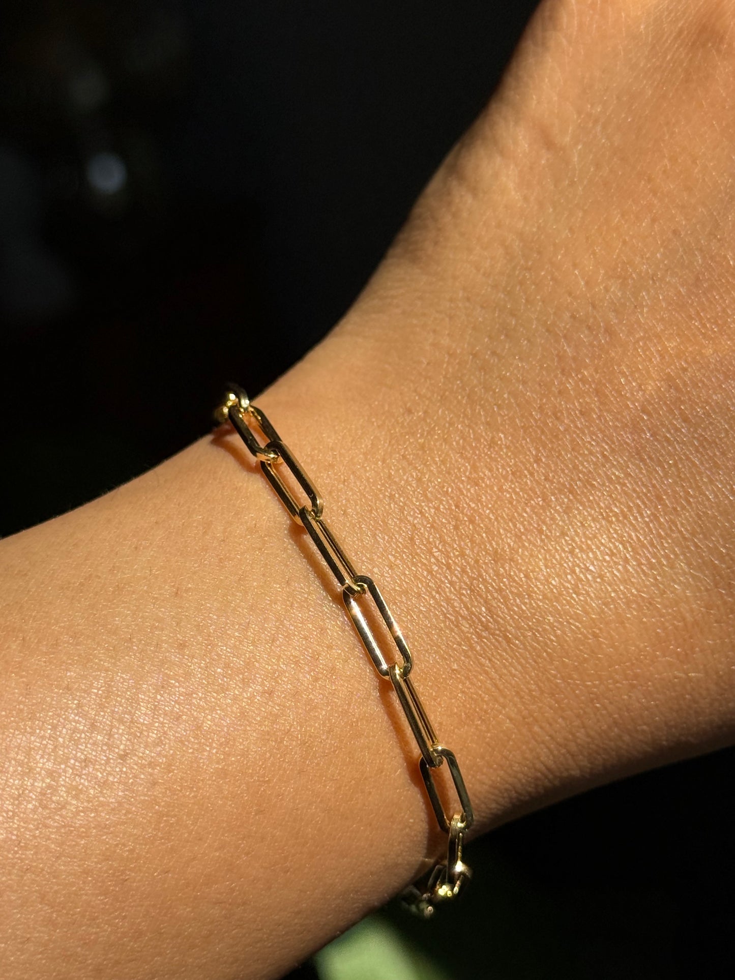 classic 14k paper clip bracelet