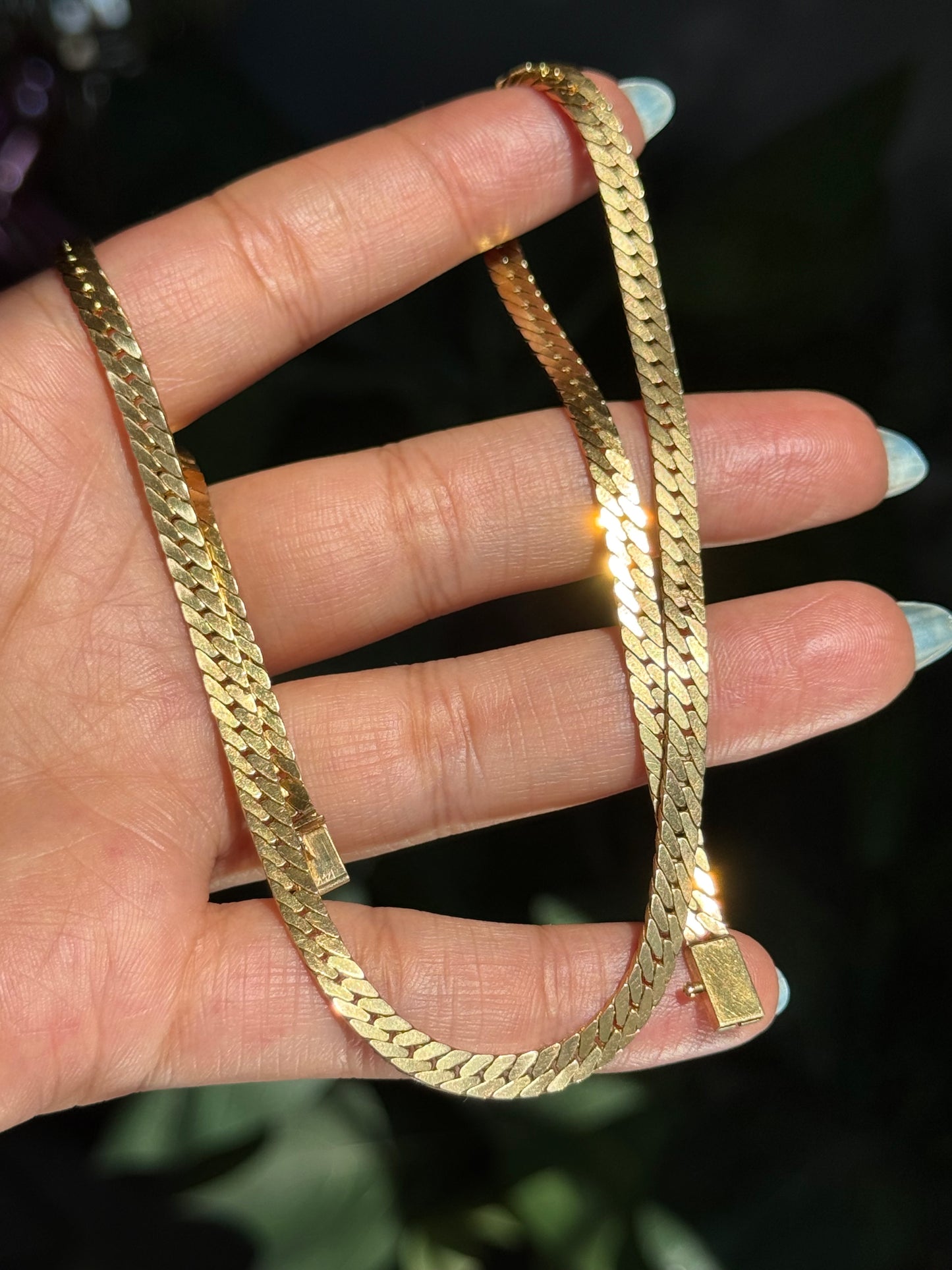 14k Solid wide tight curb chain