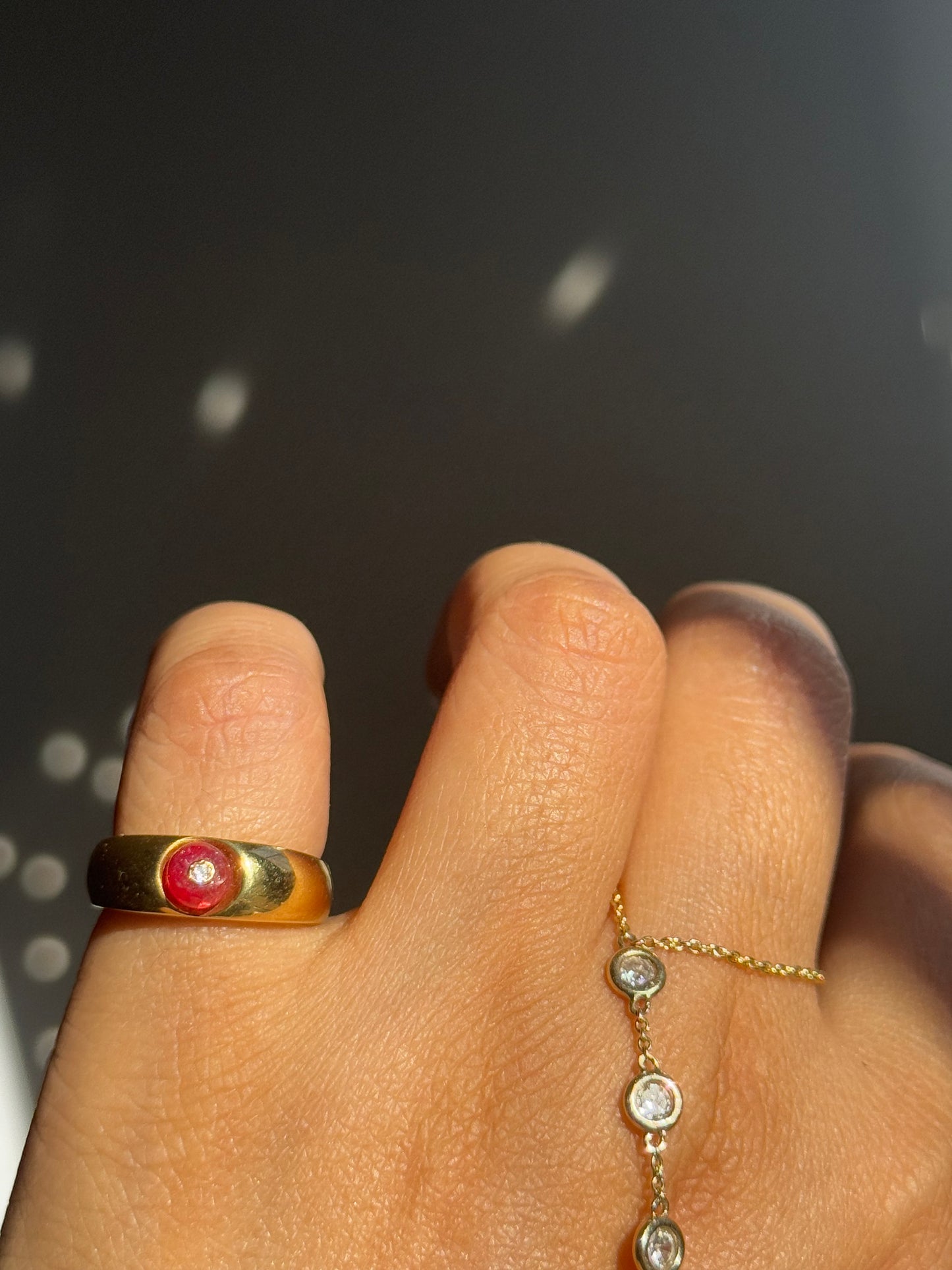 18k cabochon ruby and diamond ring