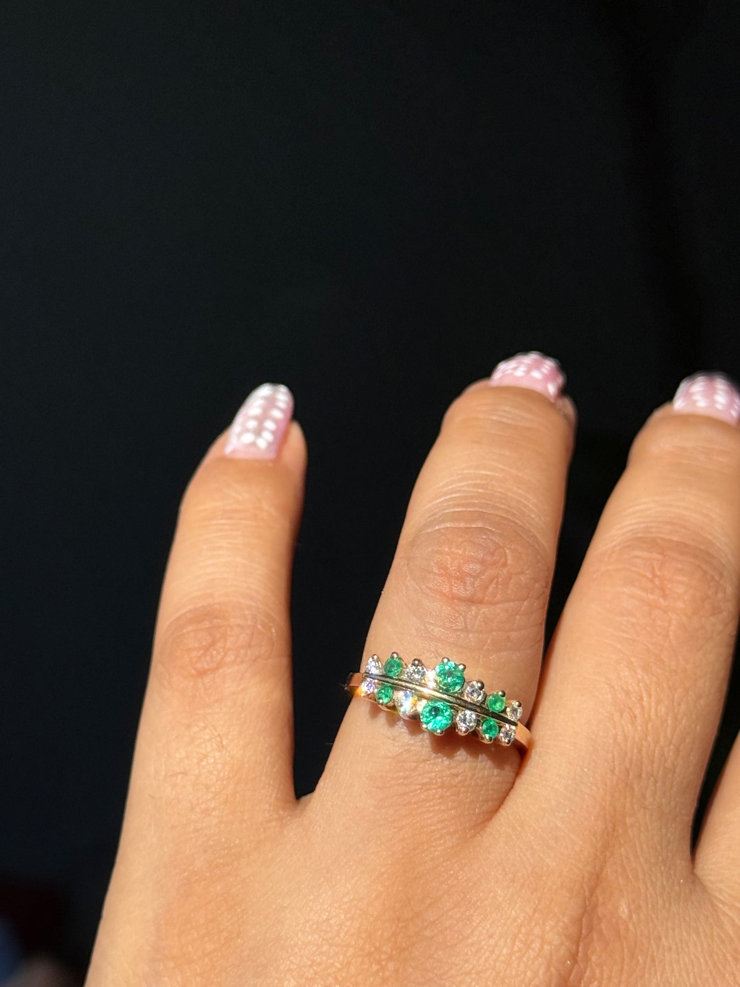14k emeralds and diamonds Ring
