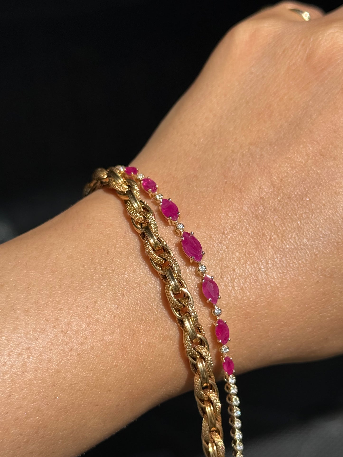 14k Rubies & diamonds tennis bracelet
