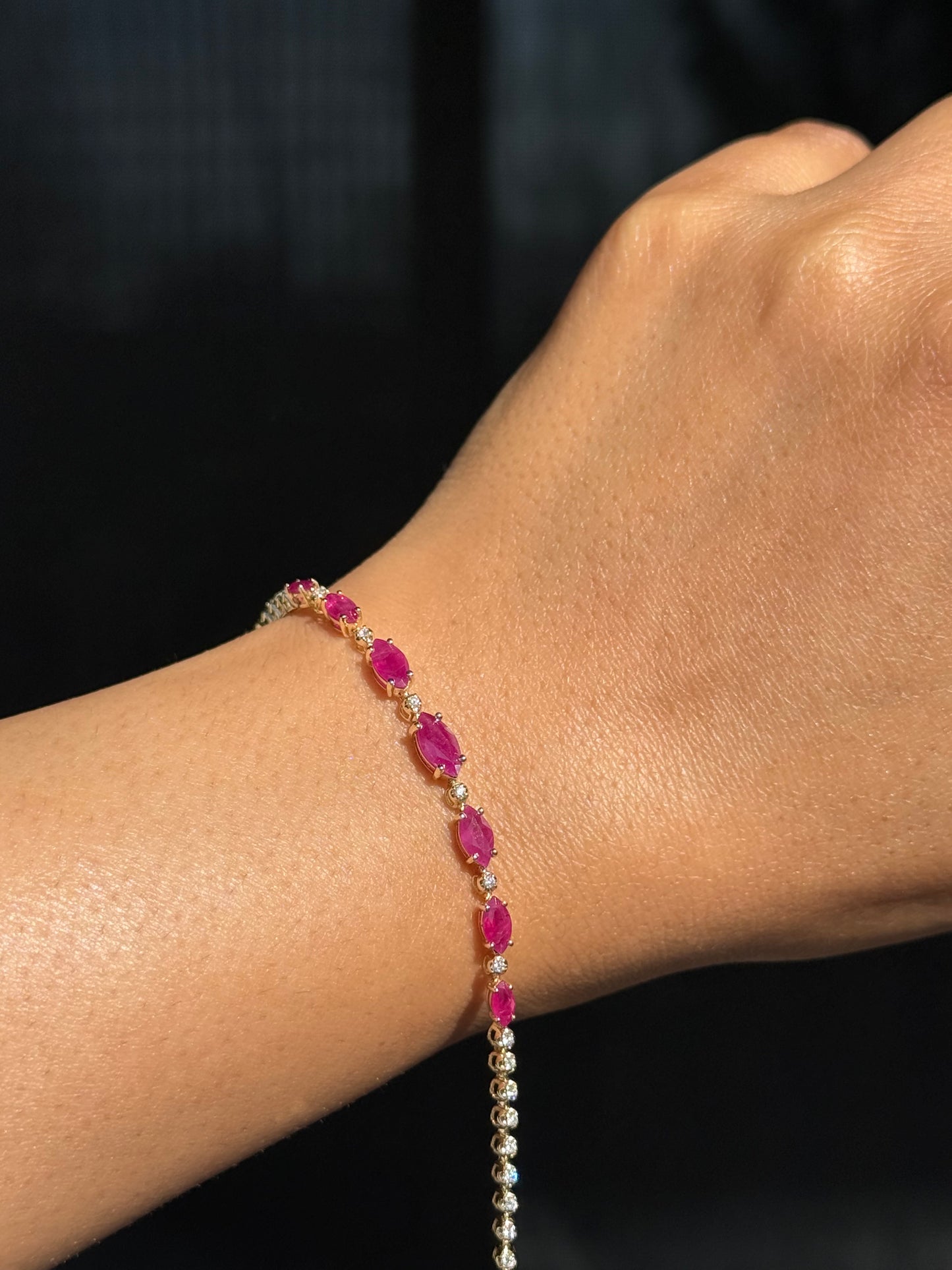 14k Rubies & diamonds tennis bracelet