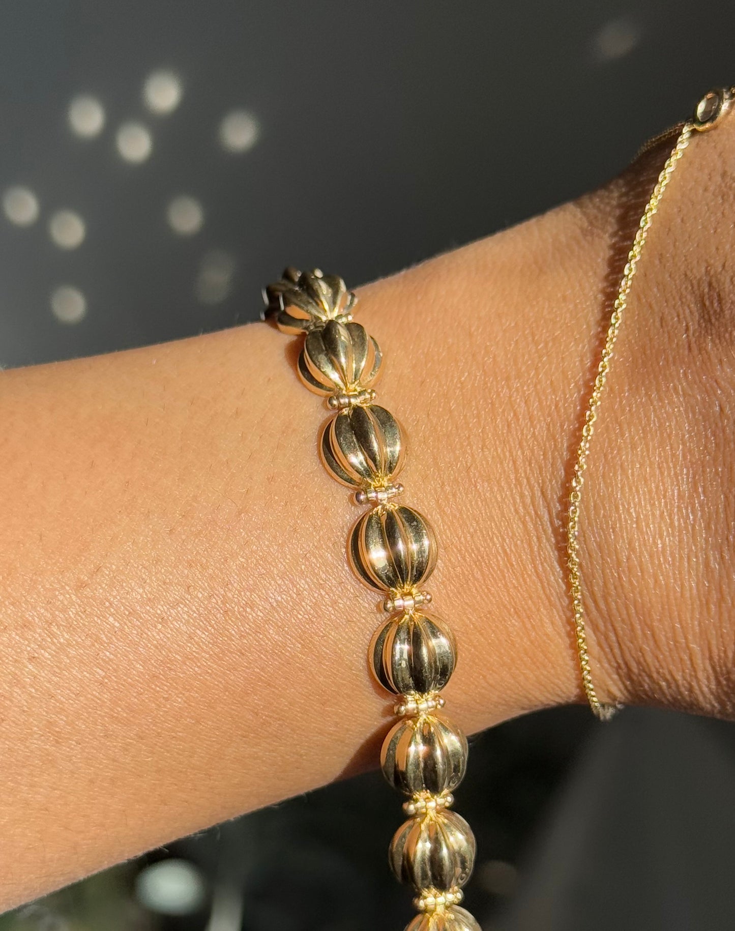 Vintage 14k Ribbed circular link bracelet