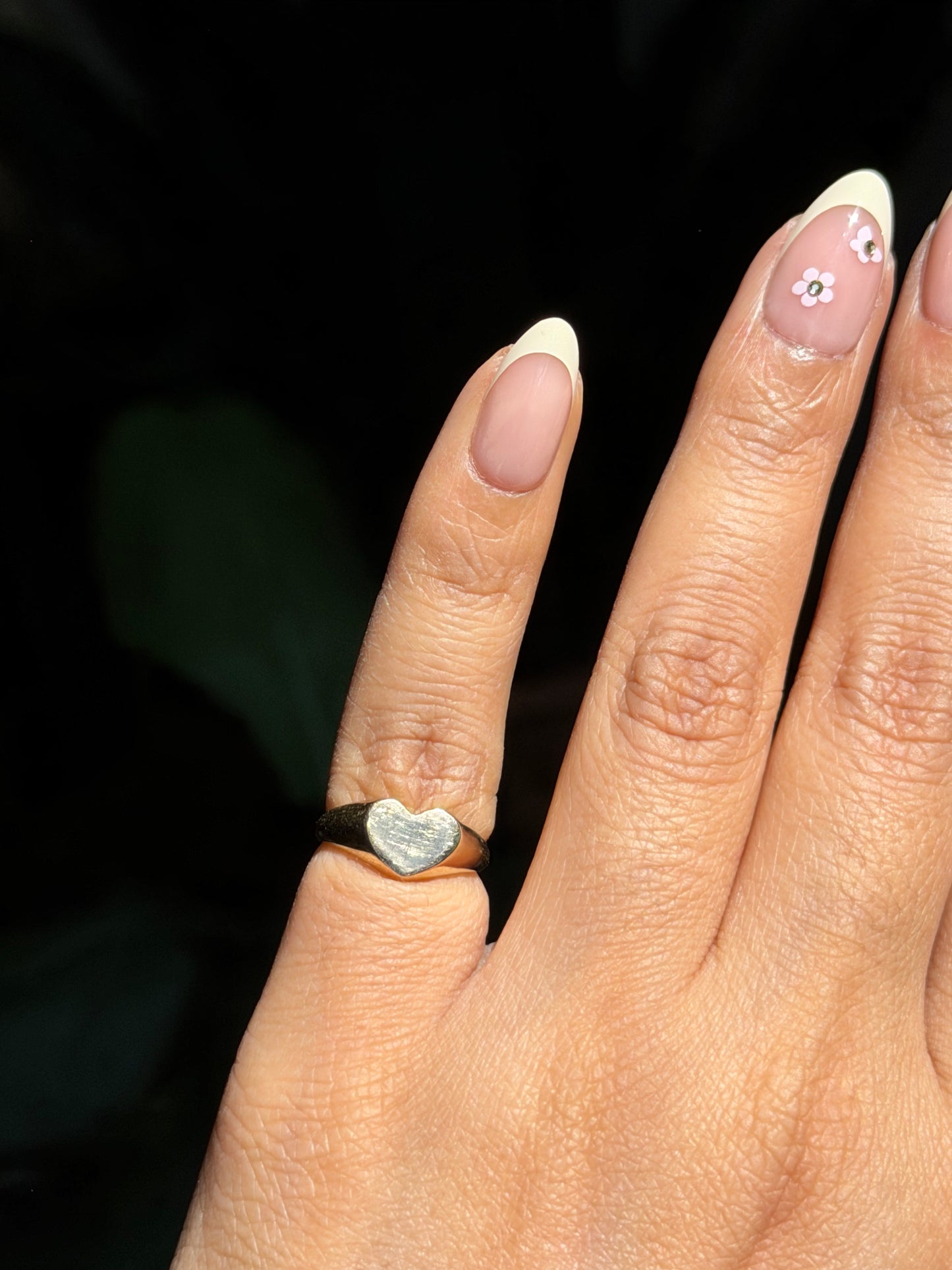 14k heart signet ring