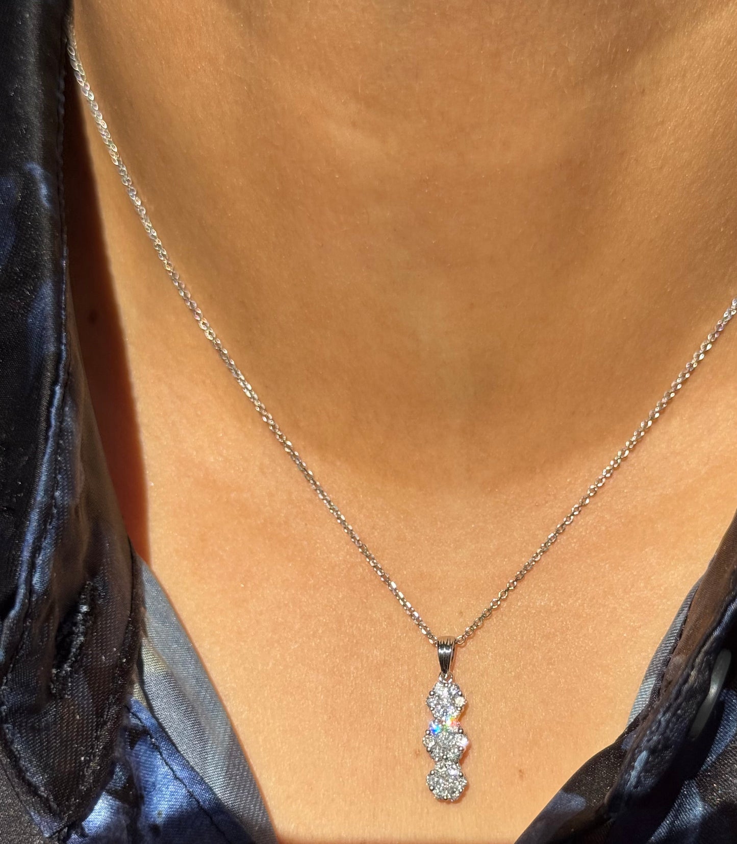 14k white gold diamond charm and chain