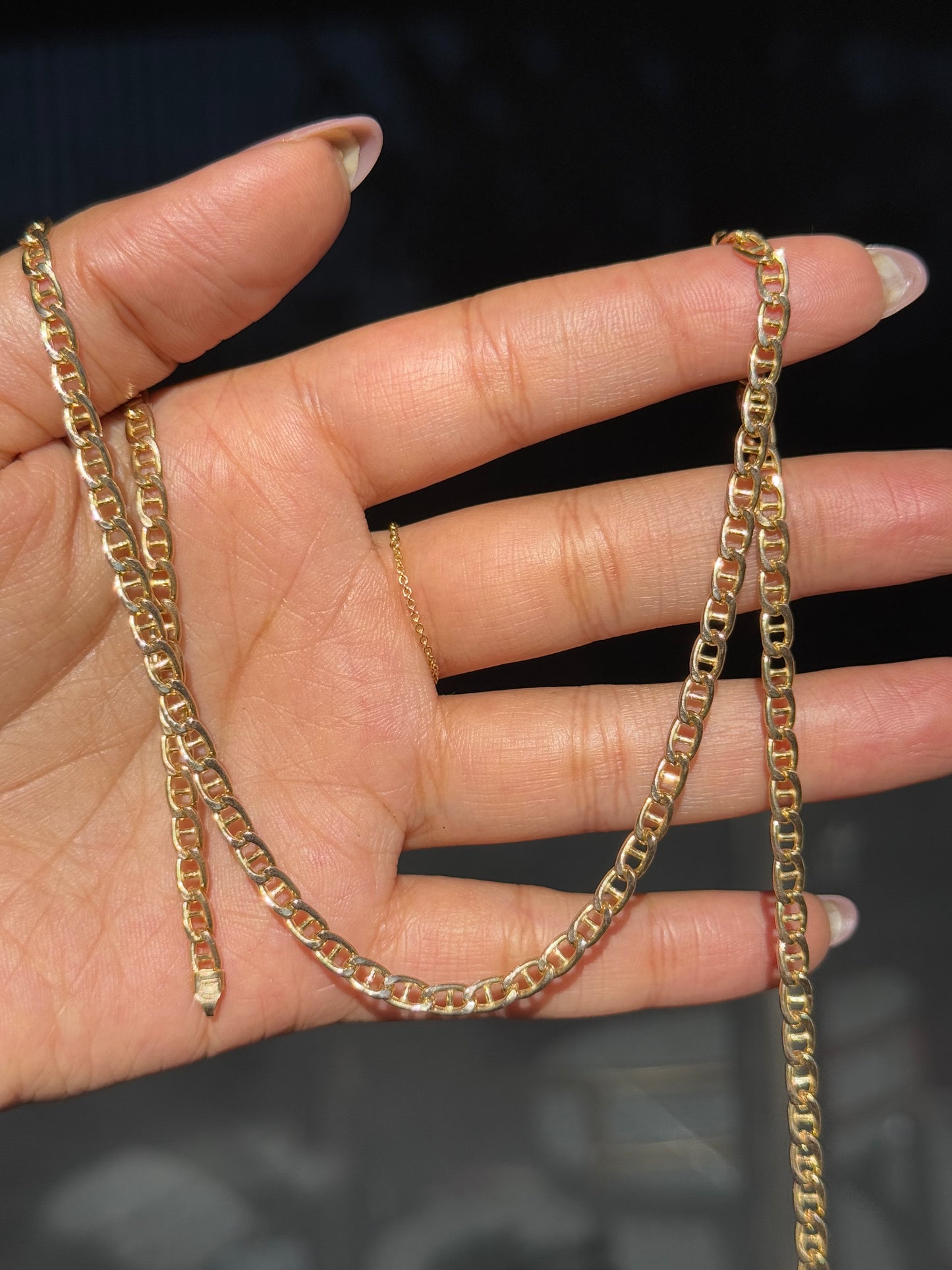 14k Italian Flat Mariner chain