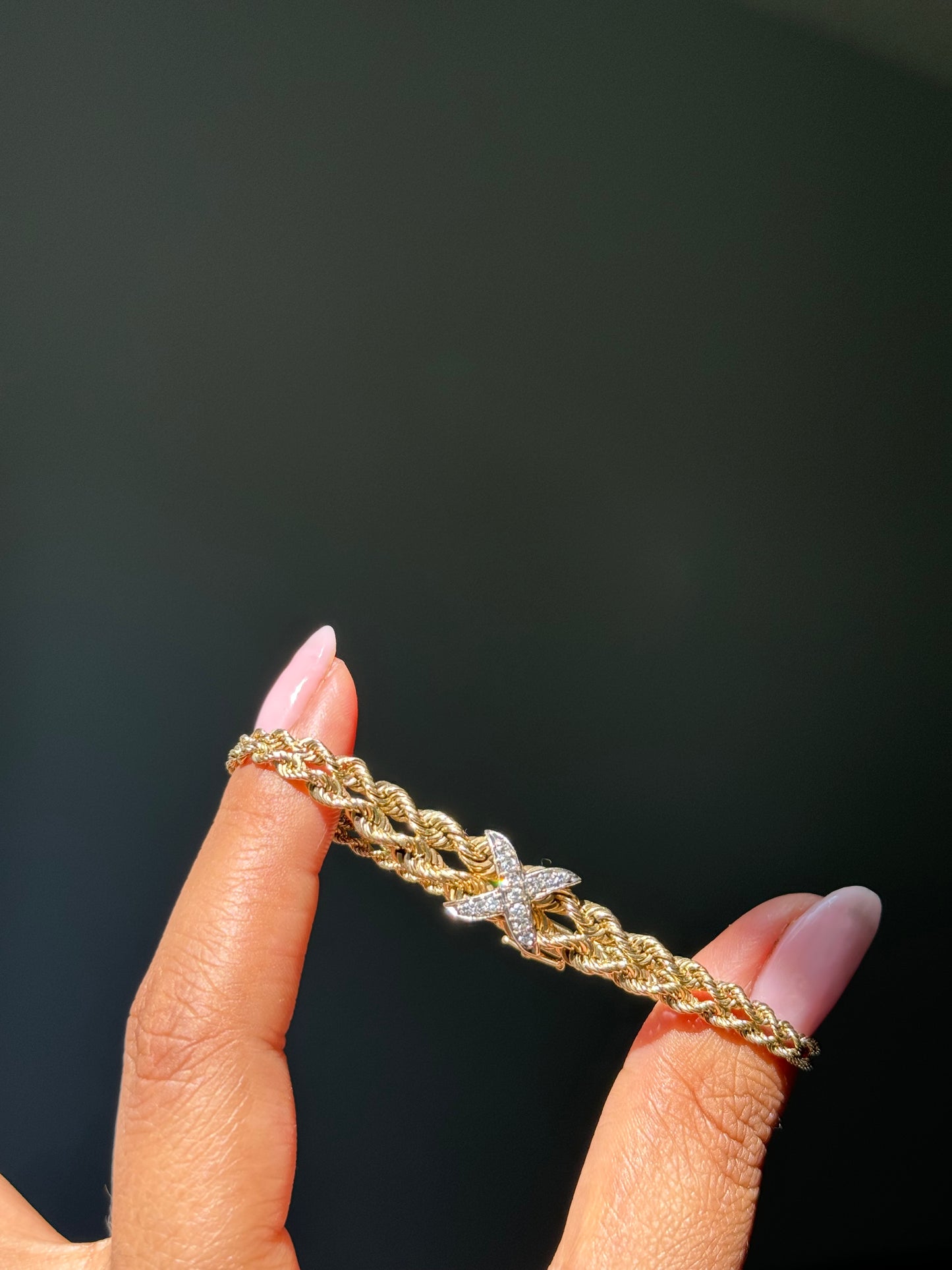 14k graduated double rope bracelet