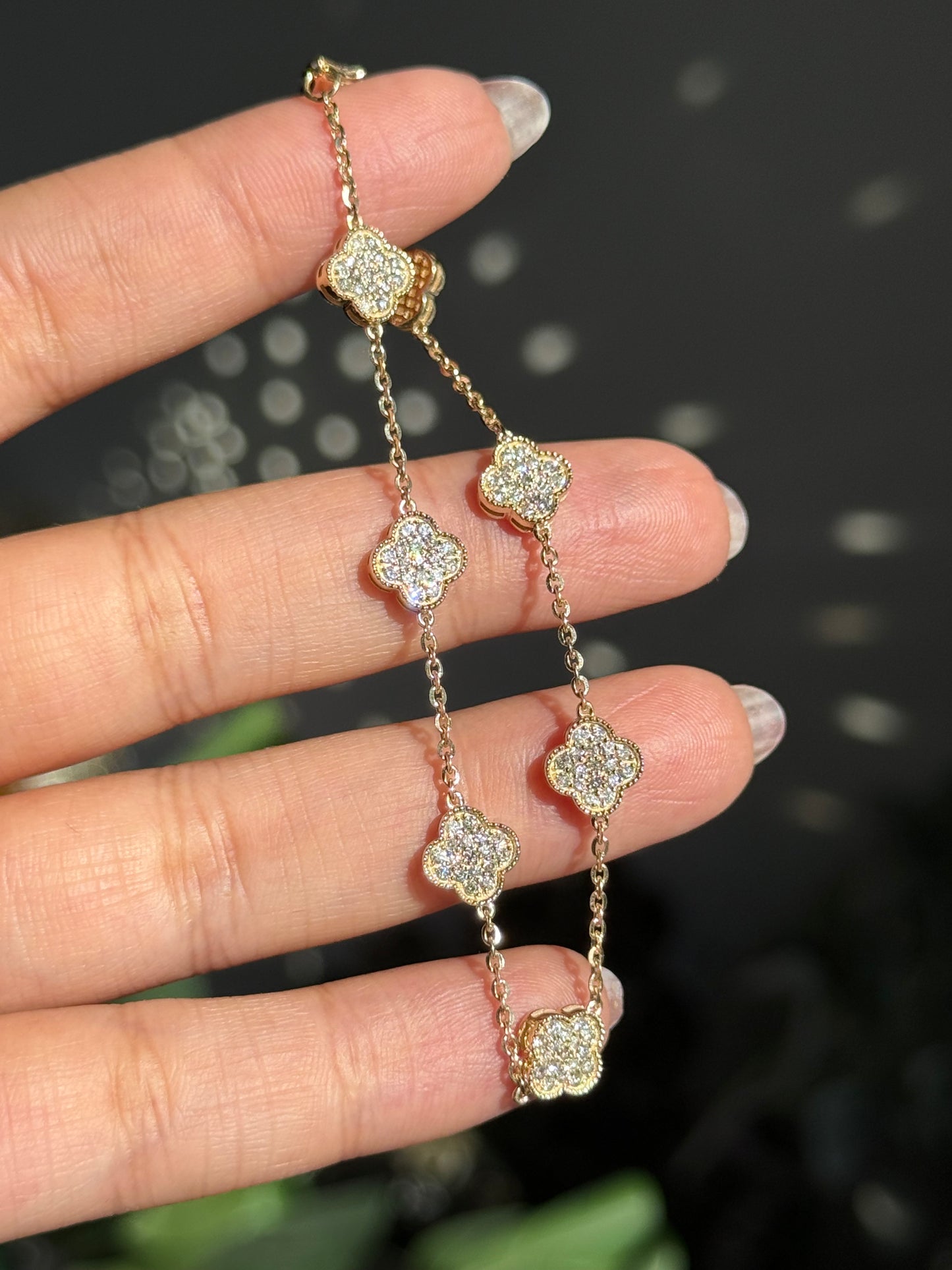14k Diamond clover Bracelet