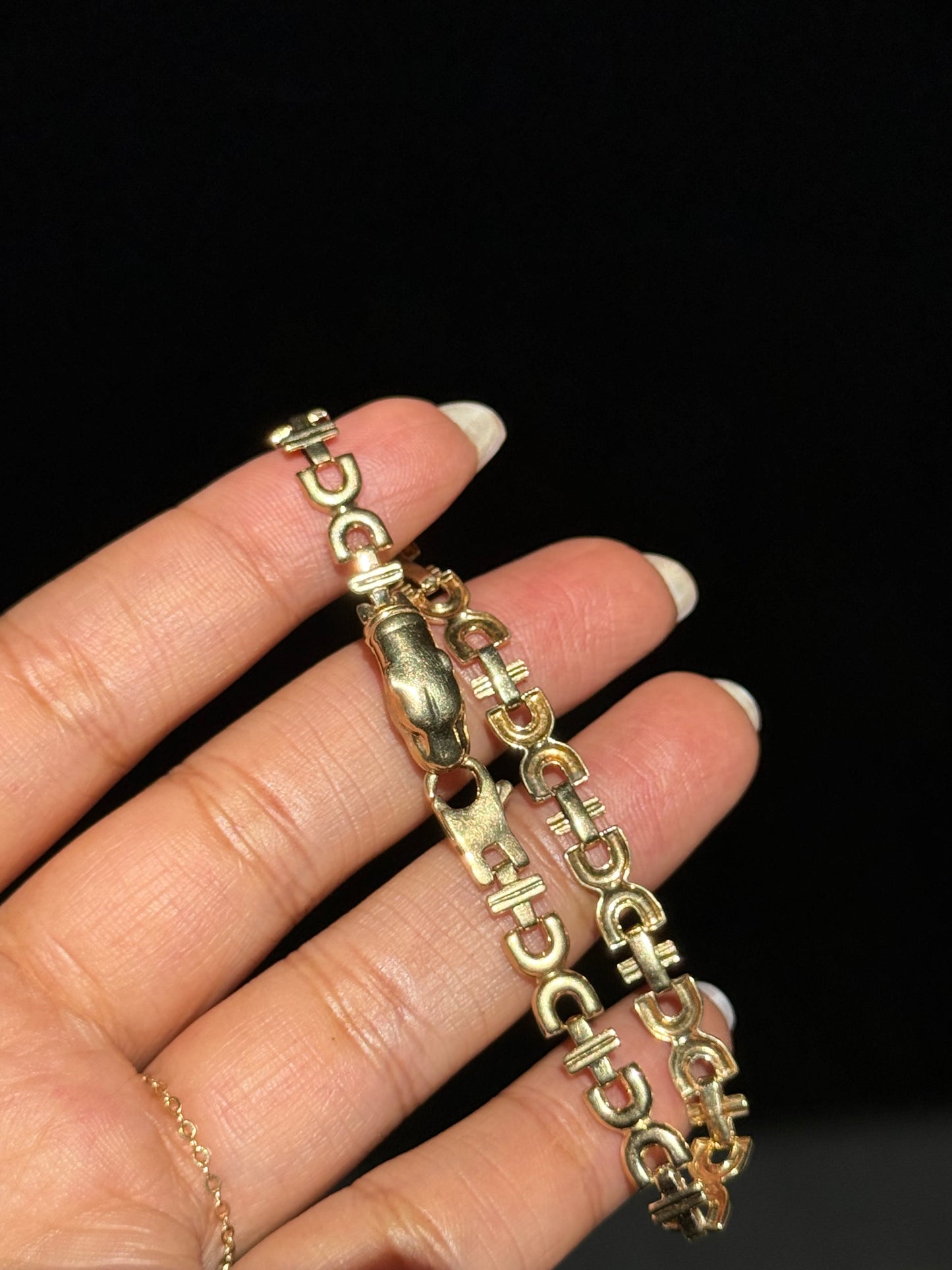 14k vintage panther U link bracelet