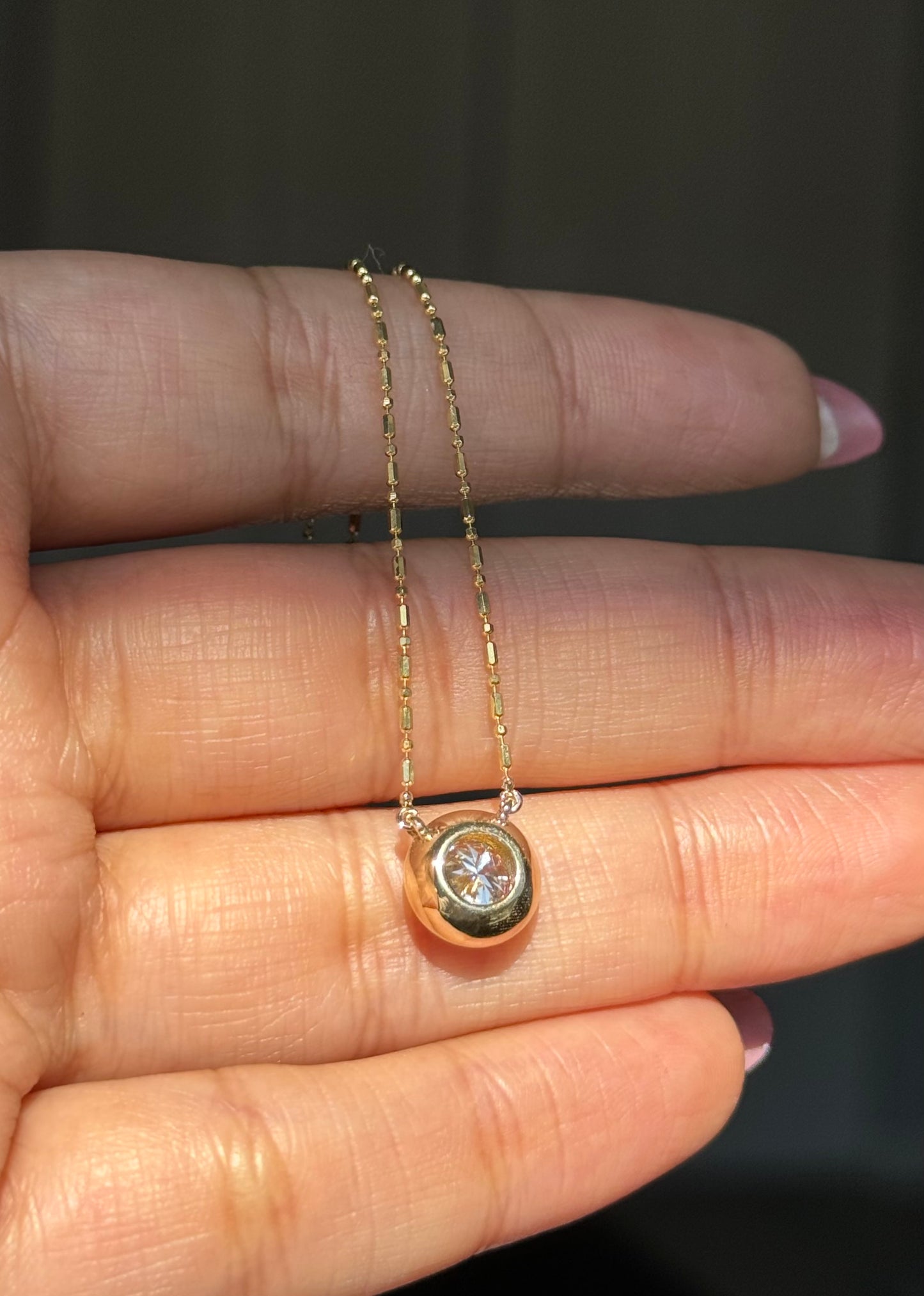 14k kenz Custom Moissanite Glowy solitaire necklace