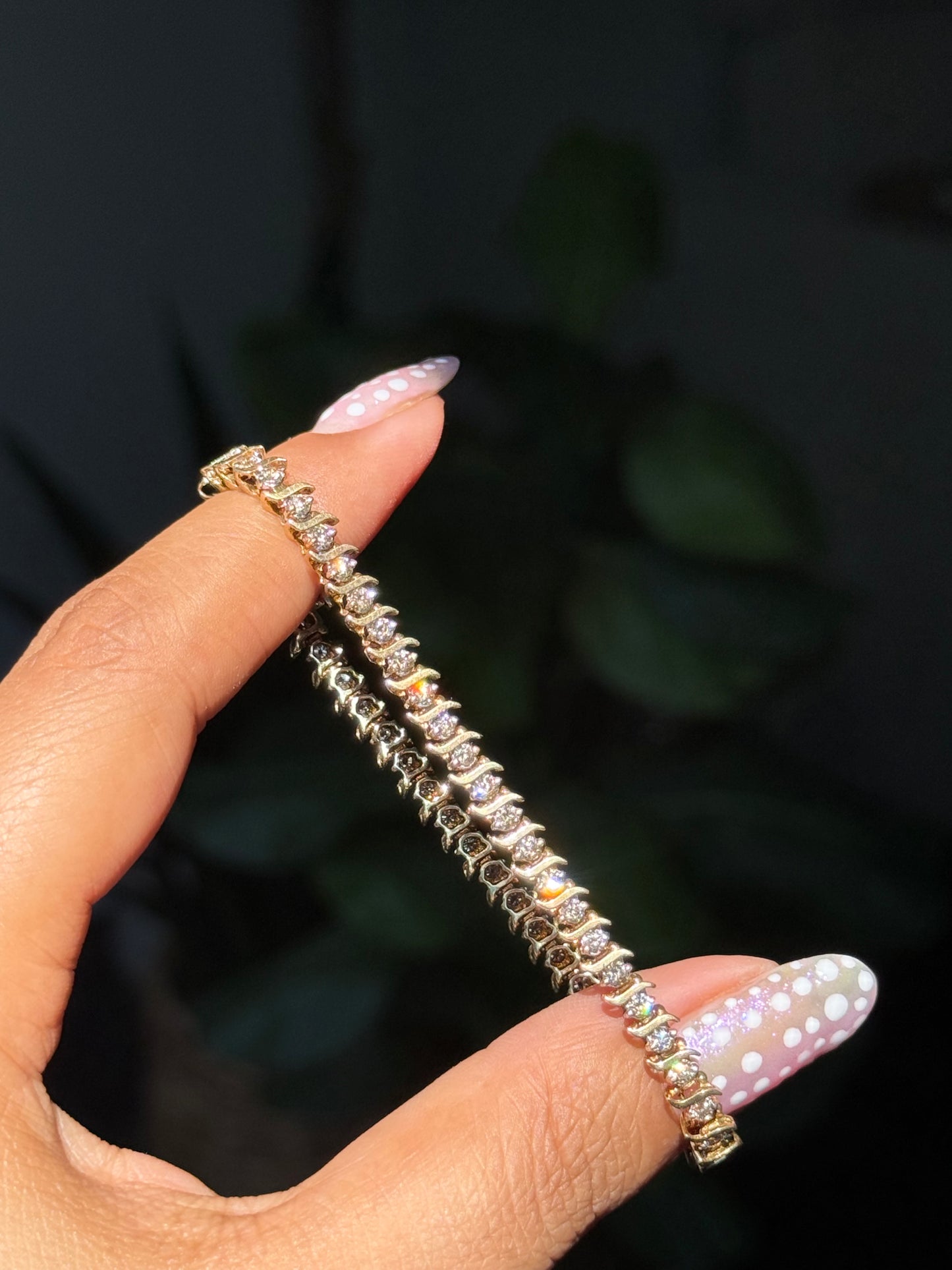 14k Wavy S link tennis bracelet