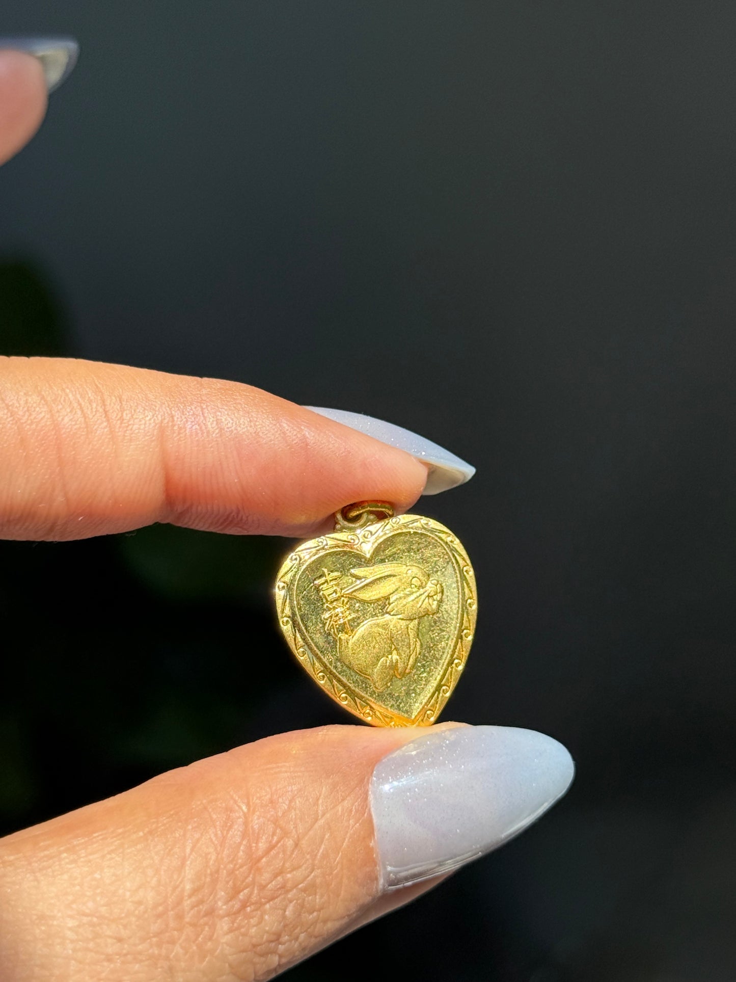 24k Pure gold rabbit Heart charm
